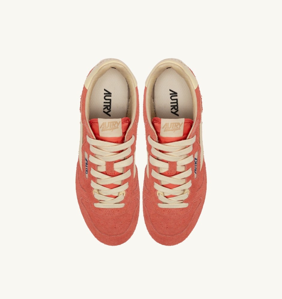WINDSPIN IN BLUSH AND RUTABAGA SUEDE AND LEATHER