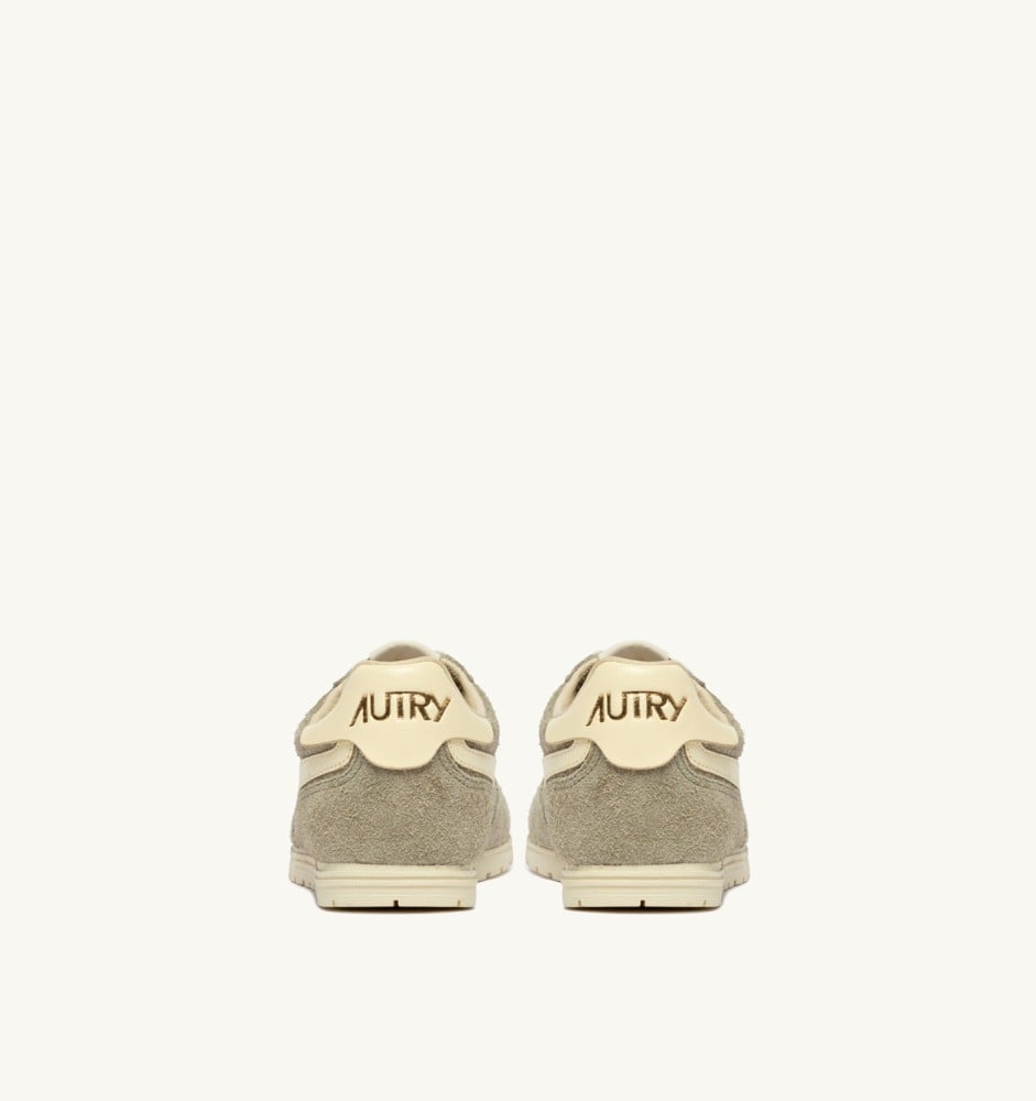WINDSPIN IN GRAY GREEN AND RUTABAGA SUEDE AND LEATHER