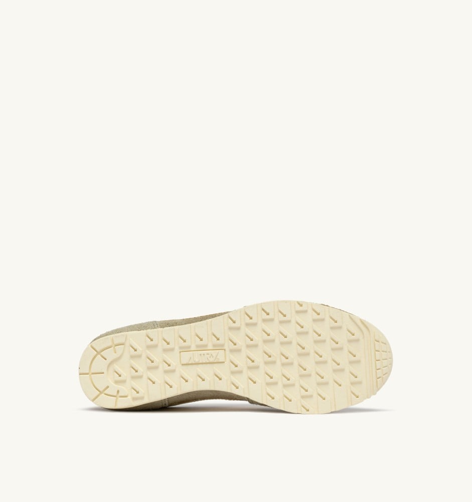 WINDSPIN IN GRAY GREEN AND RUTABAGA SUEDE AND LEATHER