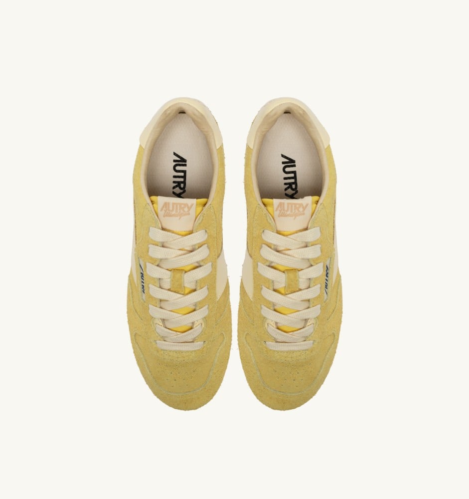 WINDSPIN IN MIMOSA AND RUTABAGA SUEDE AND LEATHER