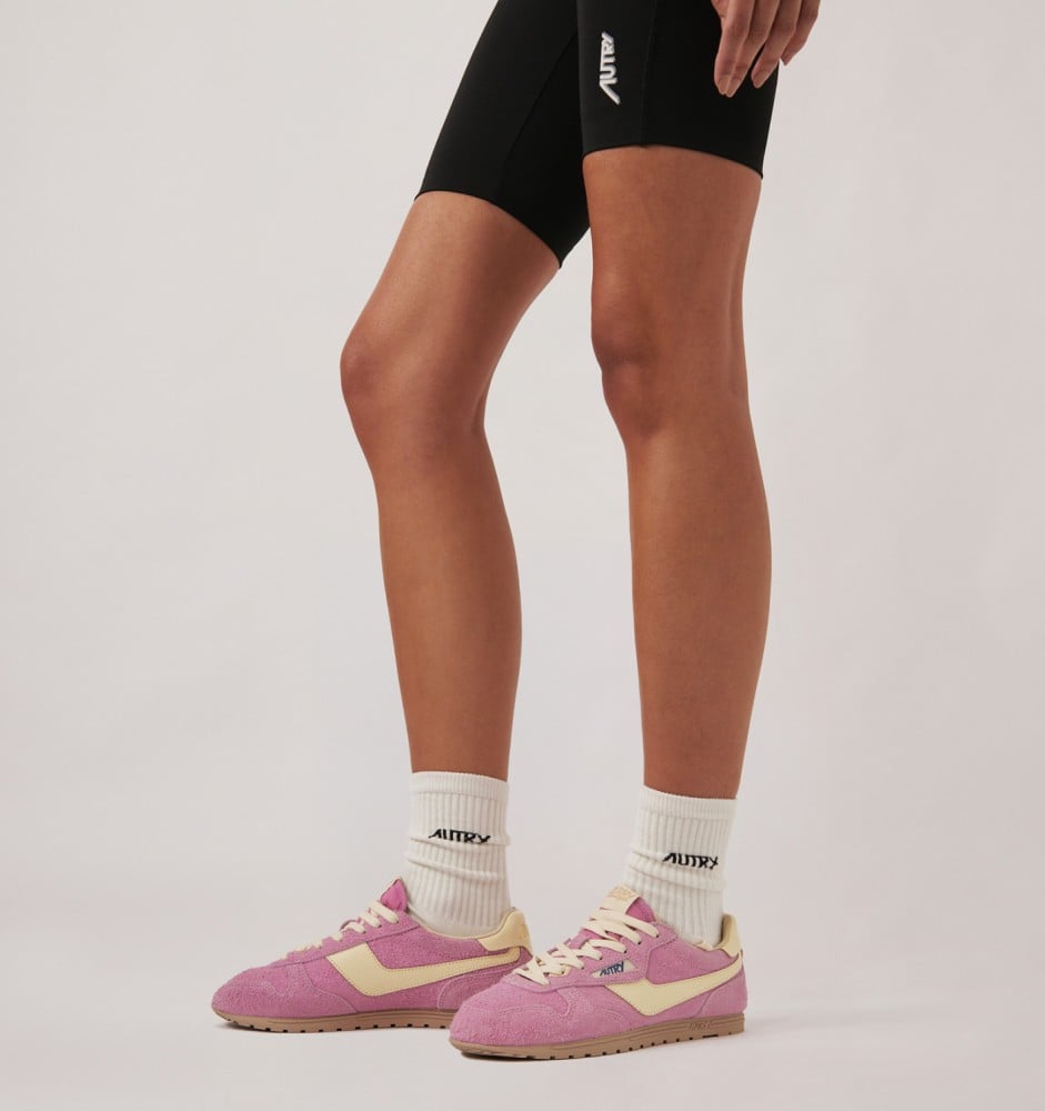 WINDSPIN IN ROSE POMPADUR AND RUTABAGA SUEDE AND LEATHER