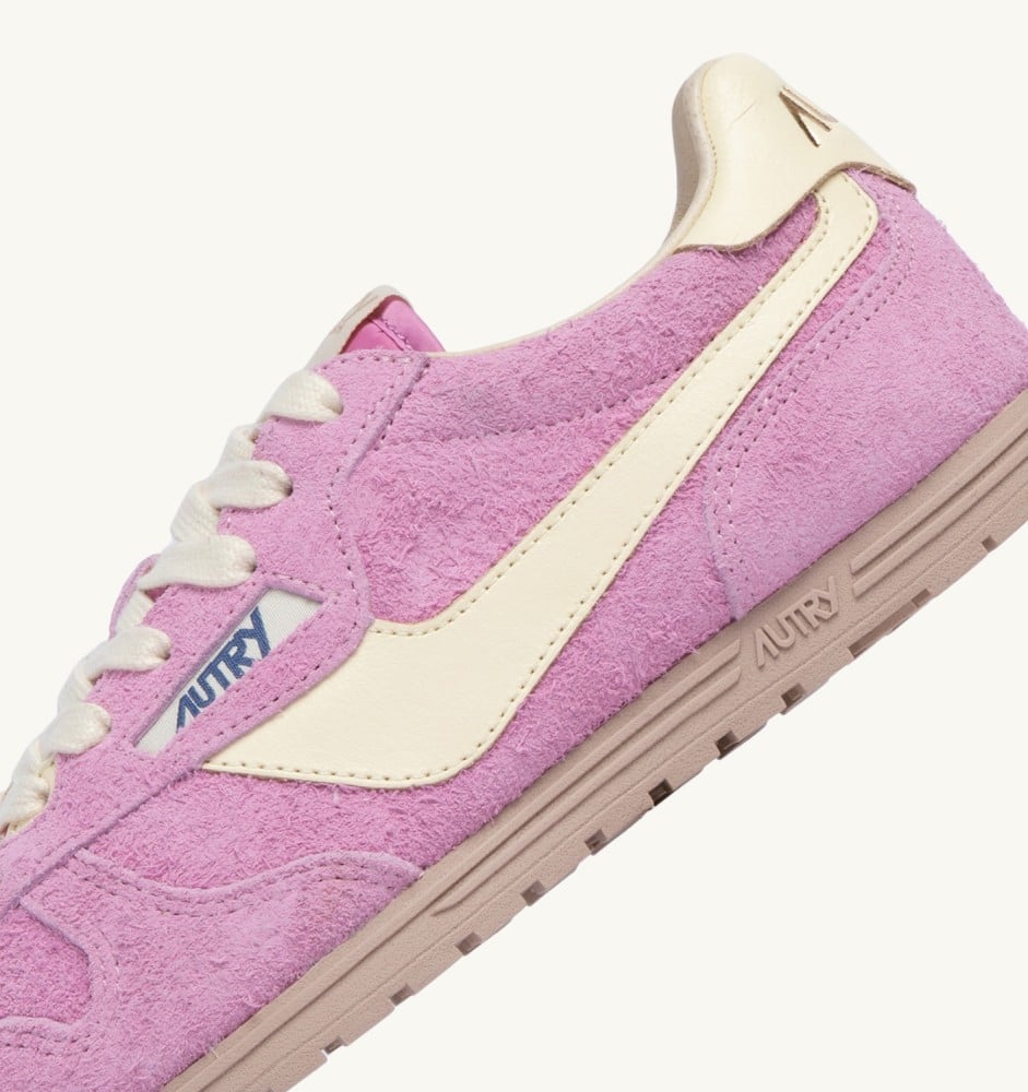 WINDSPIN IN ROSE POMPADUR AND RUTABAGA SUEDE AND LEATHER