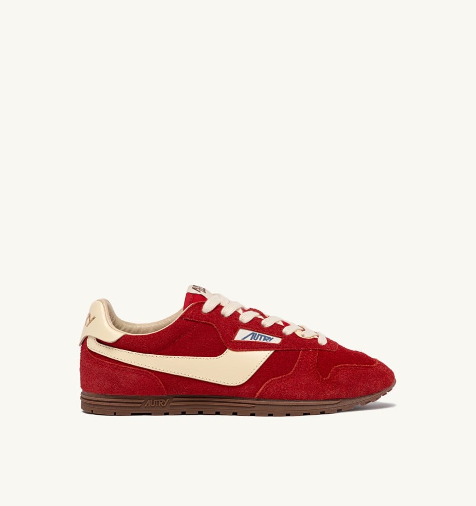 WINDSPIN IN RUBY AND RUTABAGA SUEDE AND LEATHER