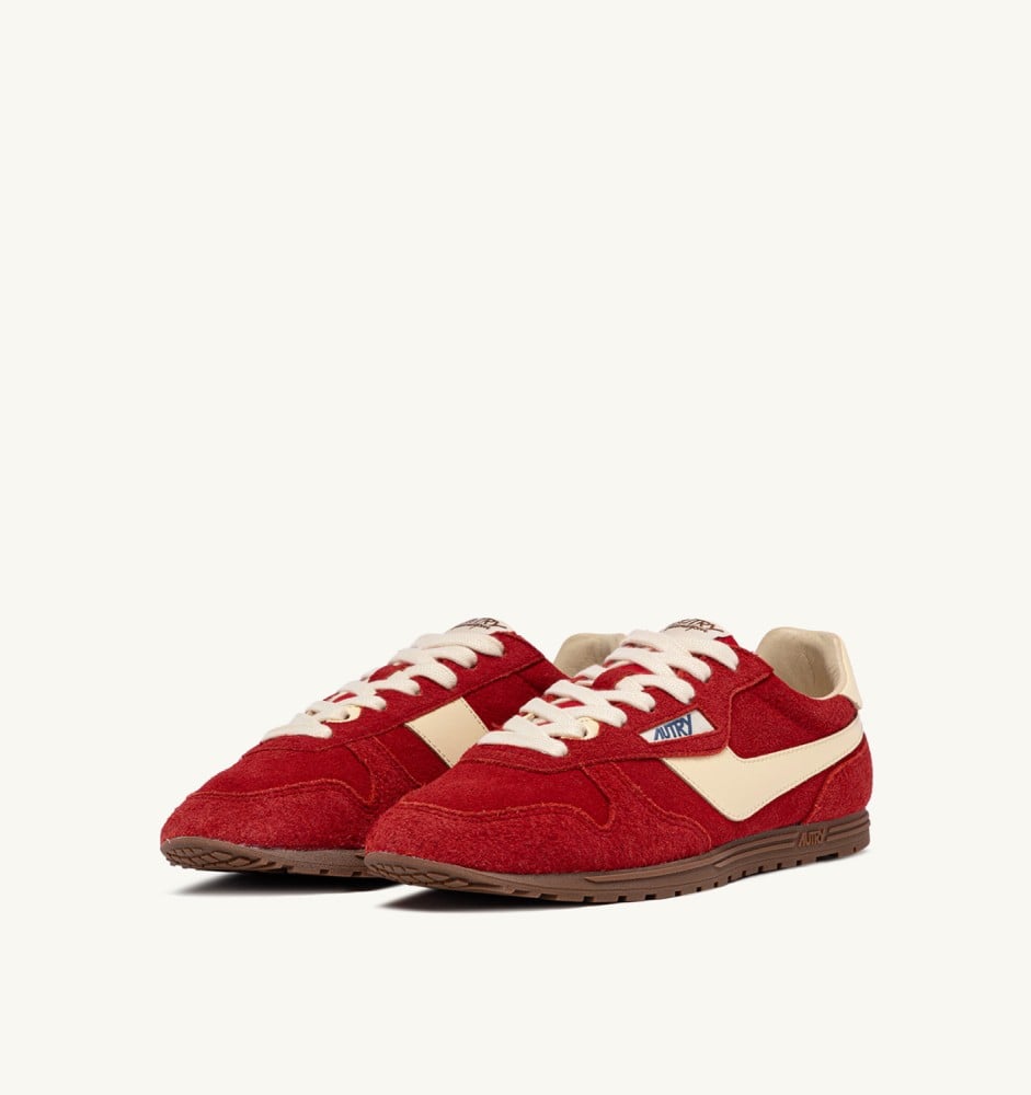 WINDSPIN IN RUBY AND RUTABAGA SUEDE AND LEATHER
