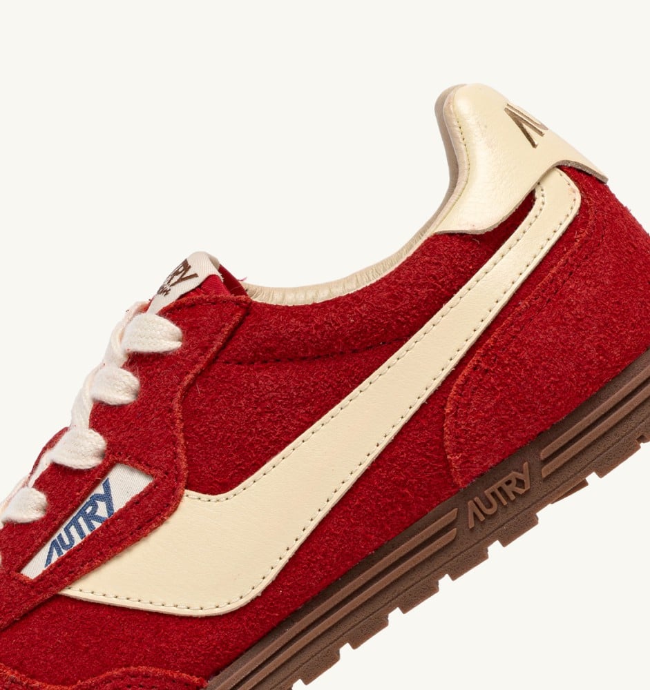 WINDSPIN IN RUBY AND RUTABAGA SUEDE AND LEATHER