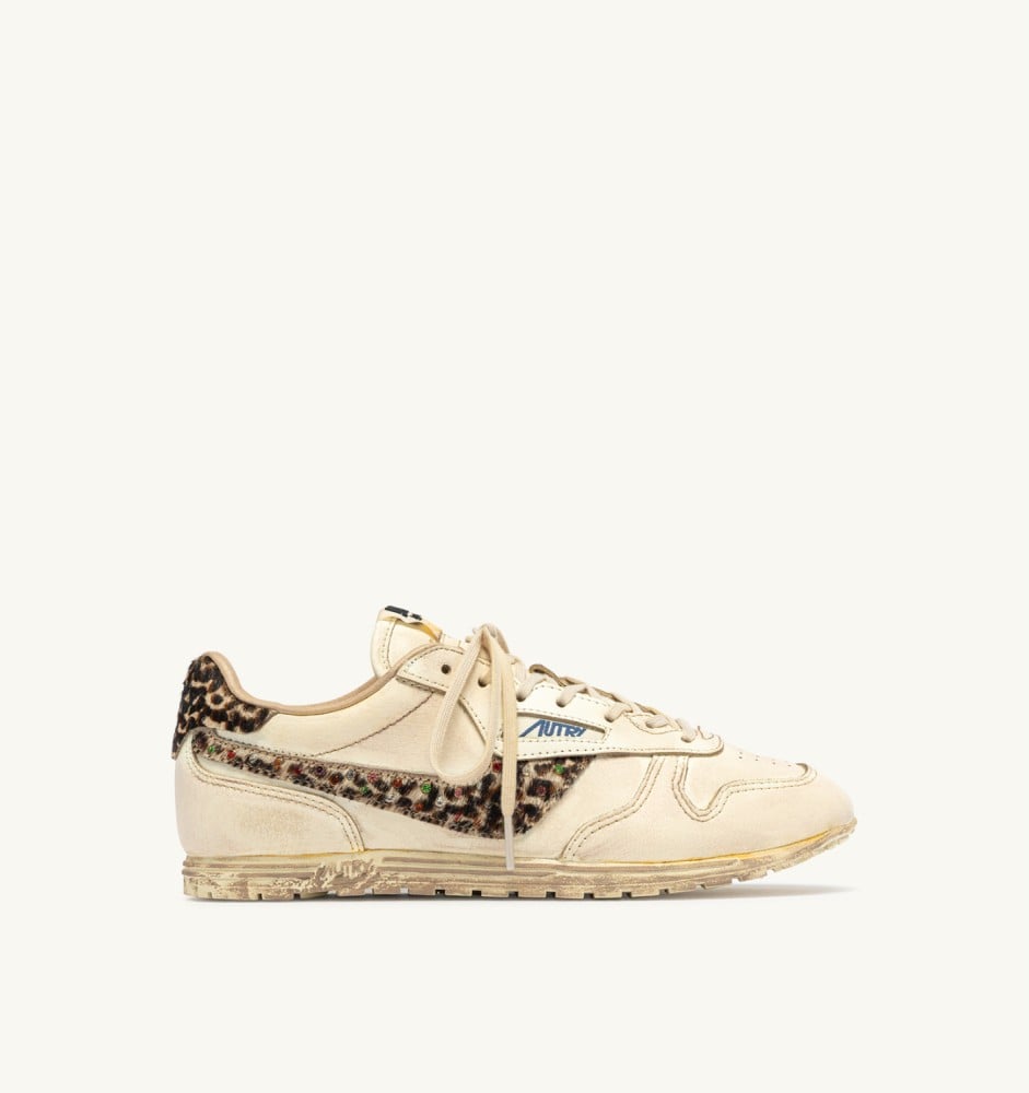 WINDSPIN SUPER VINTAGE IN MARSHMALLOW AND LEOPARD LEATHER