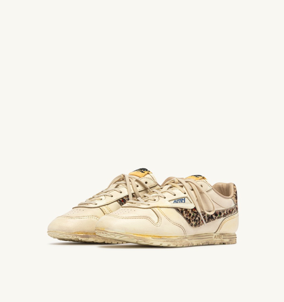WINDSPIN SUPER VINTAGE IN MARSHMALLOW AND LEOPARD LEATHER