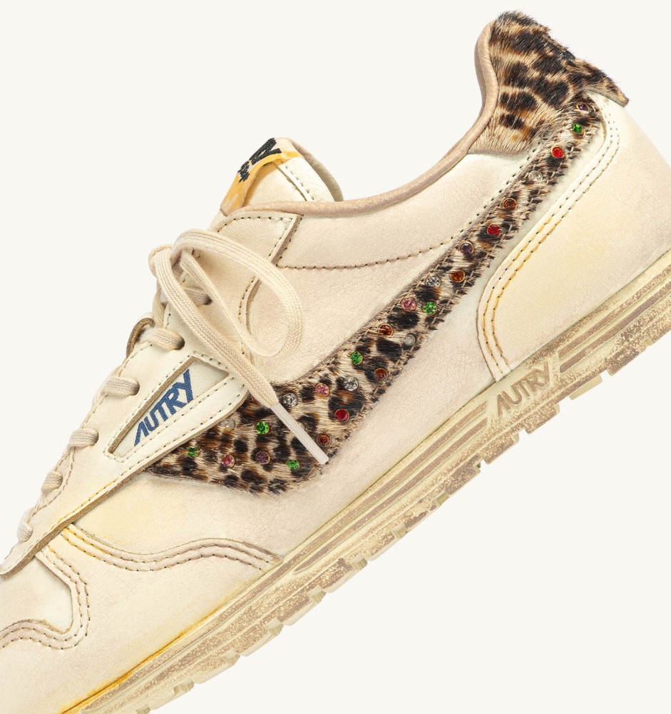 WINDSPIN SUPER VINTAGE IN MARSHMALLOW AND LEOPARD LEATHER