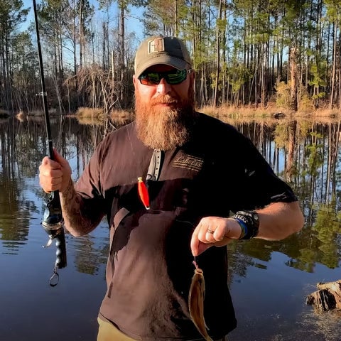 Fishing rod used outdoors