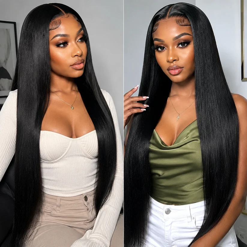 Straight Hd Transparent Lace Front Wigs Human Hair