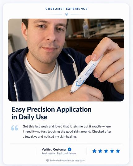 Customer using the precision roll-on pen on a selected area