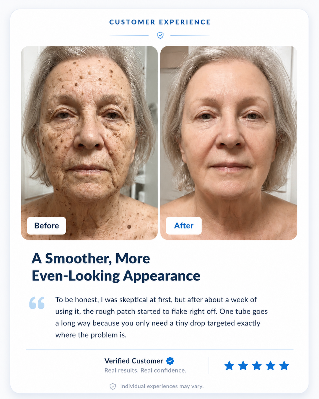 Authorized customer before and after comparison