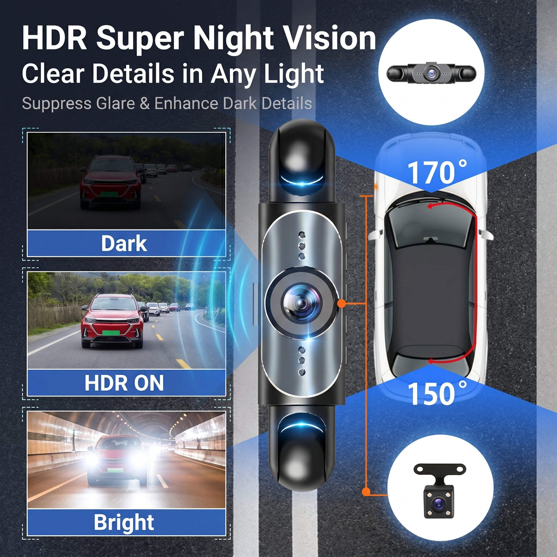 2-inch Four-lens Dash Cam