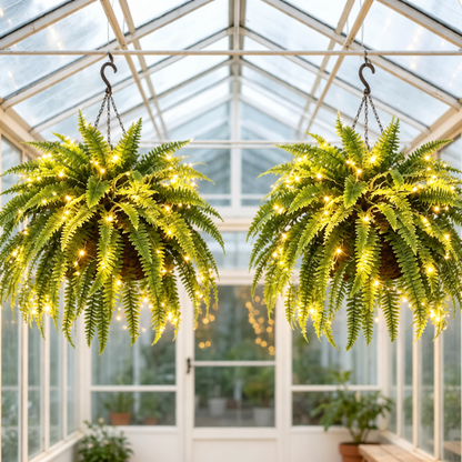 Large, Illuminated Artificial Boston Fern