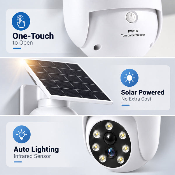 Solar Powered Outdoor Courtyard Lights, Intelligent Human Body Sensing Lighting, Simulation Monitoring Cameras, Street Lights