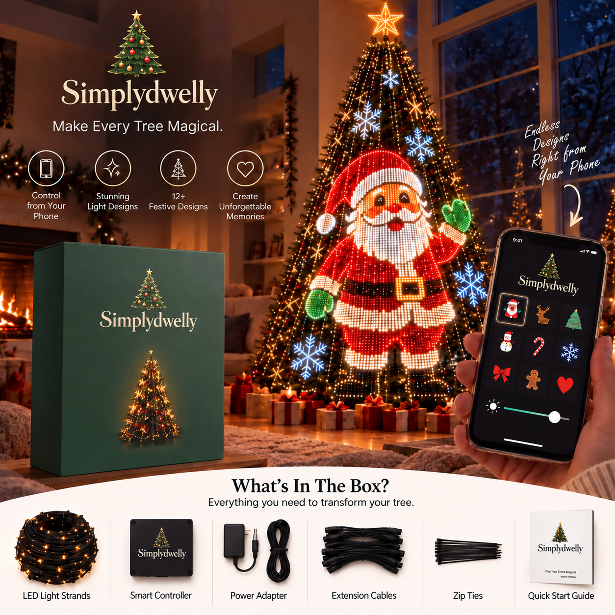 Christmas Tree String Lights For Holiday Decorations: Smart Rgb Led Tree Lights