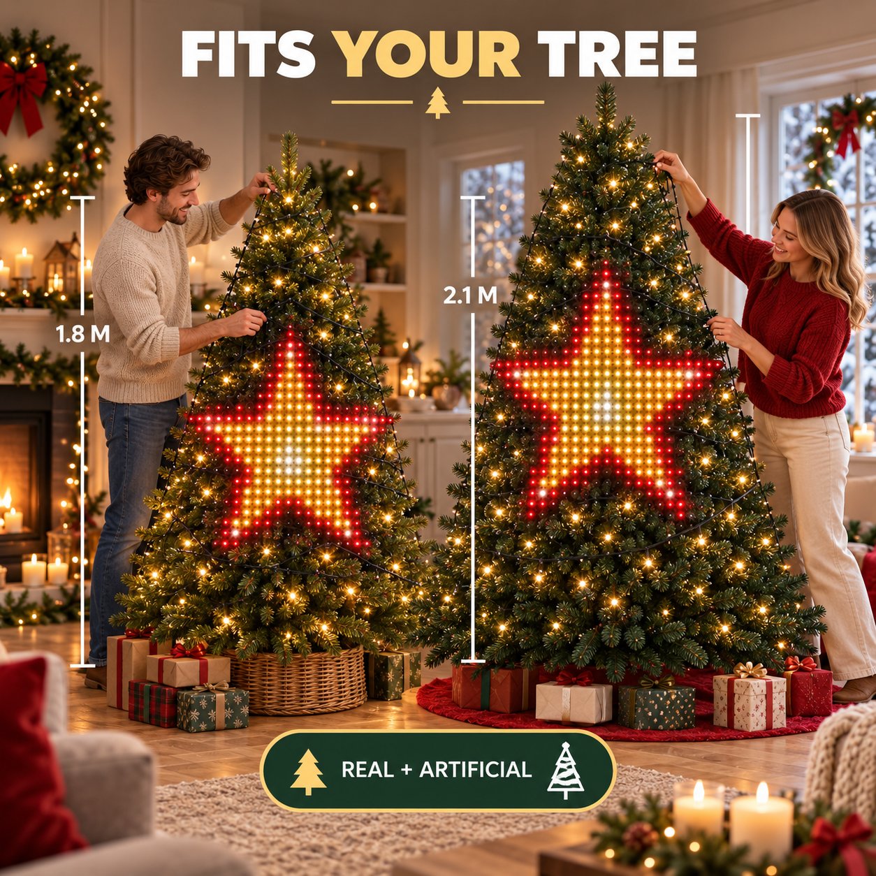 Christmas Tree String Lights For Holiday Decorations: Smart Rgb Led Tree Lights