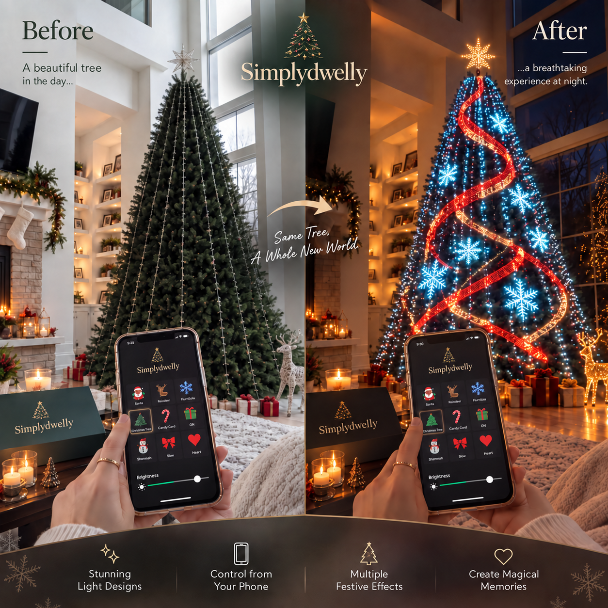 Christmas Tree String Lights For Holiday Decorations: Smart Rgb Led Tree Lights