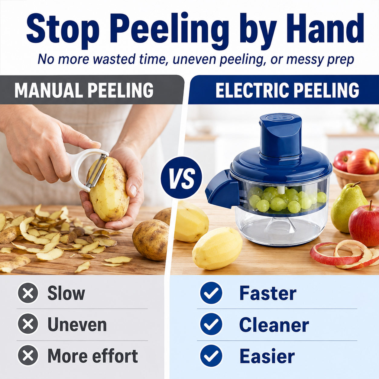 Manual peeling vs electric peeling comparison