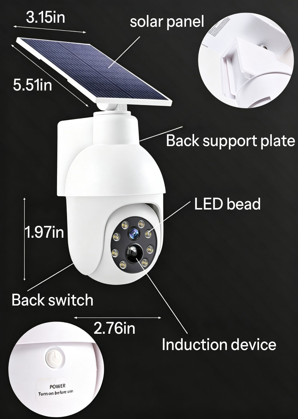 Solar Powered Outdoor Courtyard Lights, Intelligent Human Body Sensing Lighting, Simulation Monitoring Cameras, Street Lights
