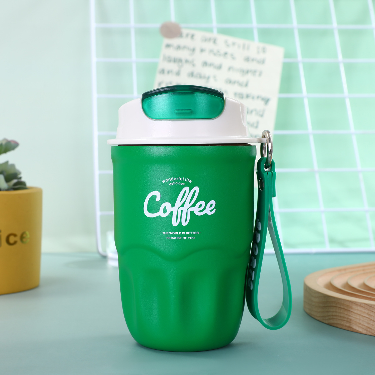 Coffee Vacuum Flask, 1 Count Portable Coffee Cup With Lid & Handle, Stainless Steel Insulated Water Bottle For Home, Office, And Outdoor Use, Insulated Travel Drinkware, Travel Coffee Mugs