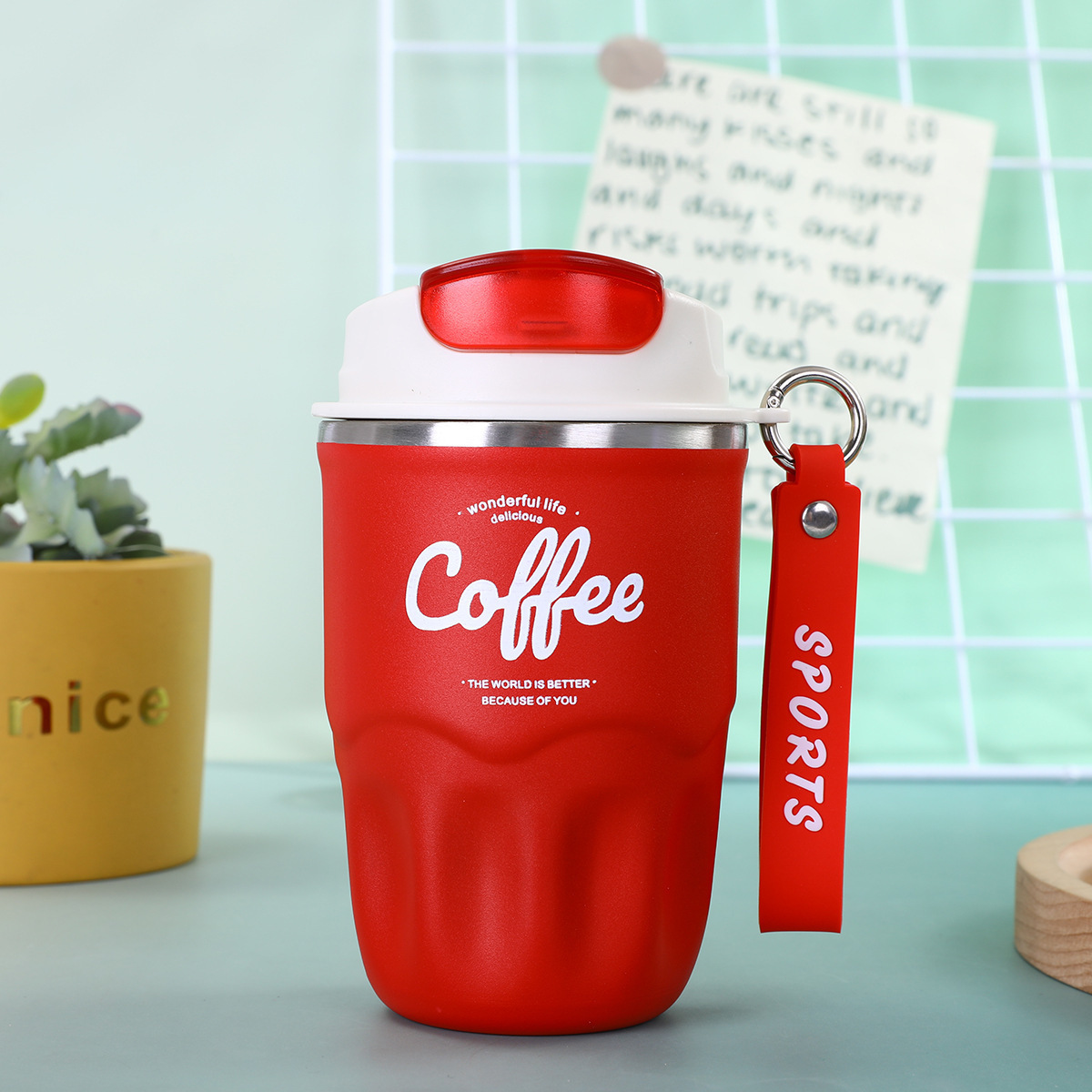 Coffee Vacuum Flask, 1 Count Portable Coffee Cup With Lid & Handle, Stainless Steel Insulated Water Bottle For Home, Office, And Outdoor Use, Insulated Travel Drinkware, Travel Coffee Mugs