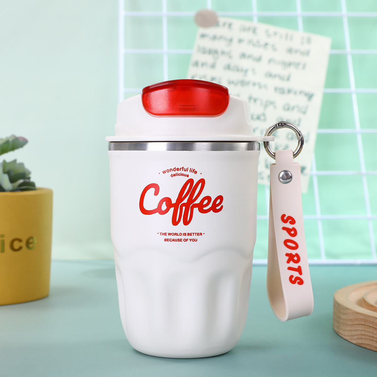Coffee Vacuum Flask, 1 Count Portable Coffee Cup With Lid & Handle, Stainless Steel Insulated Water Bottle For Home, Office, And Outdoor Use, Insulated Travel Drinkware, Travel Coffee Mugs