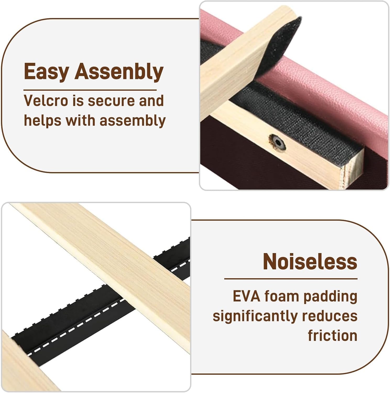 ANPOO LED Queen Bed Frame with Power Outlet & 2 Drawers, Upholstered PU Leather Platform Bed with Diamond Tufted Storage Headboard&Footboard, No Box Spring Needed, Noise Free, Pink