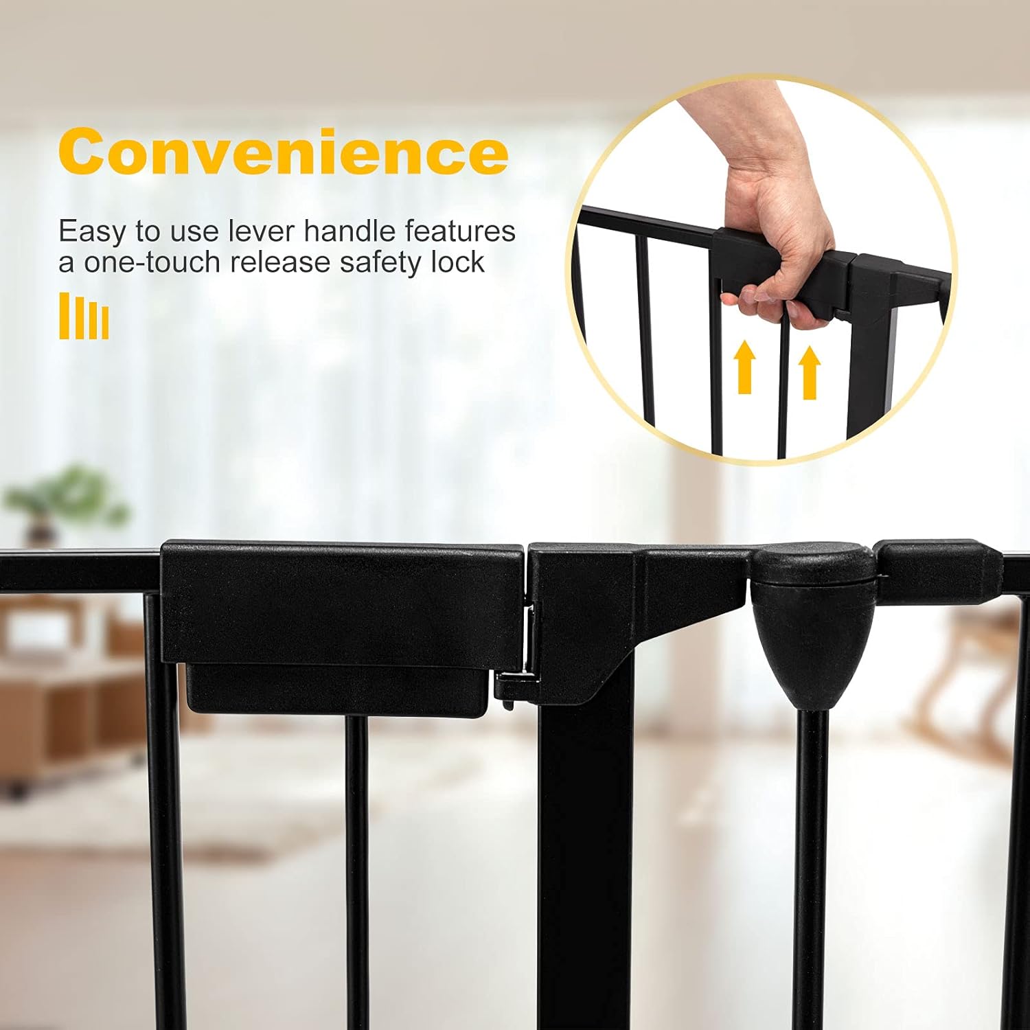 ANPOO 3-in-1 Child Gate, 118'' Extra Wide Dog Gate for House, Stairs, Fireplace, 30'' Tall Safety Play Yard with Door, Metal Pet Gate for Child & Pets, No Drill Easy Install, Fits 72''-118'' Openings