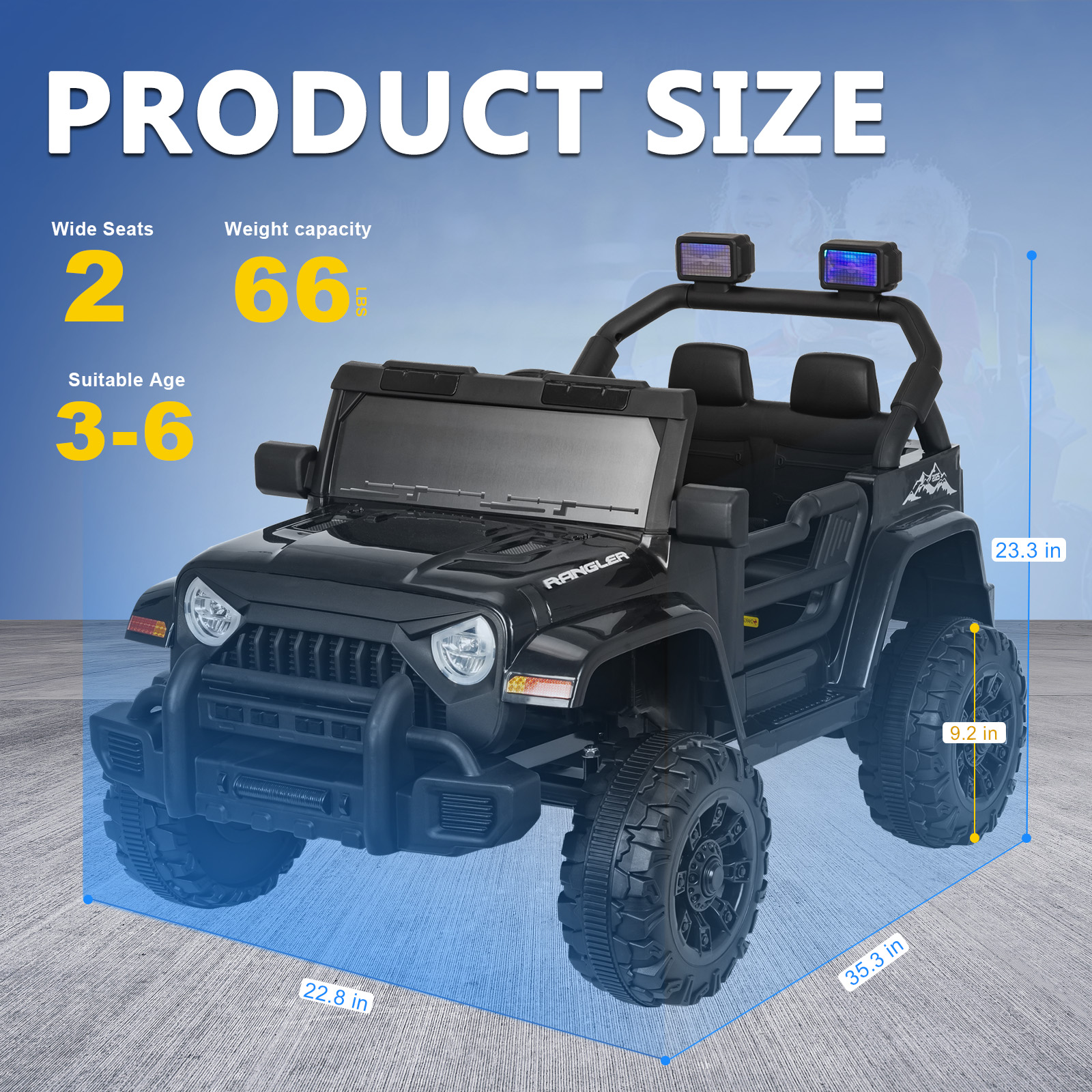 ANPOO 12V Kids Powered Ride on Truck Car with Parent Remote Control, Electric Battery Powered Ride on Toys w/ 3-Speed, Suspension, LED Lights, Music, Bluetooth, MP3