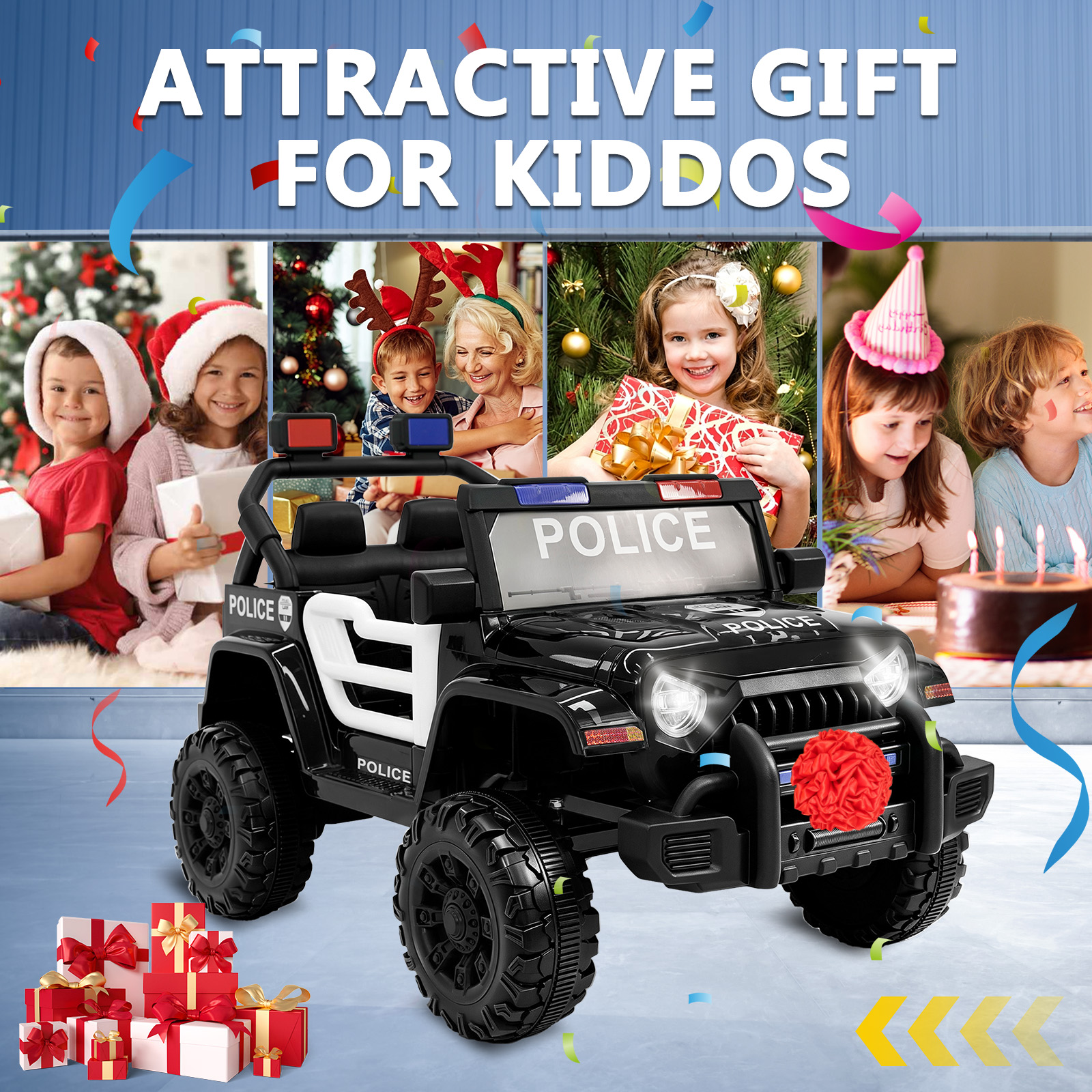 ANPOO 12V Kids Powered Ride on Truck Car with Parent Remote Control, Electric Battery Powered Ride on Toys w/ 3-Speed, Suspension, LED Lights, Music, Bluetooth, MP3