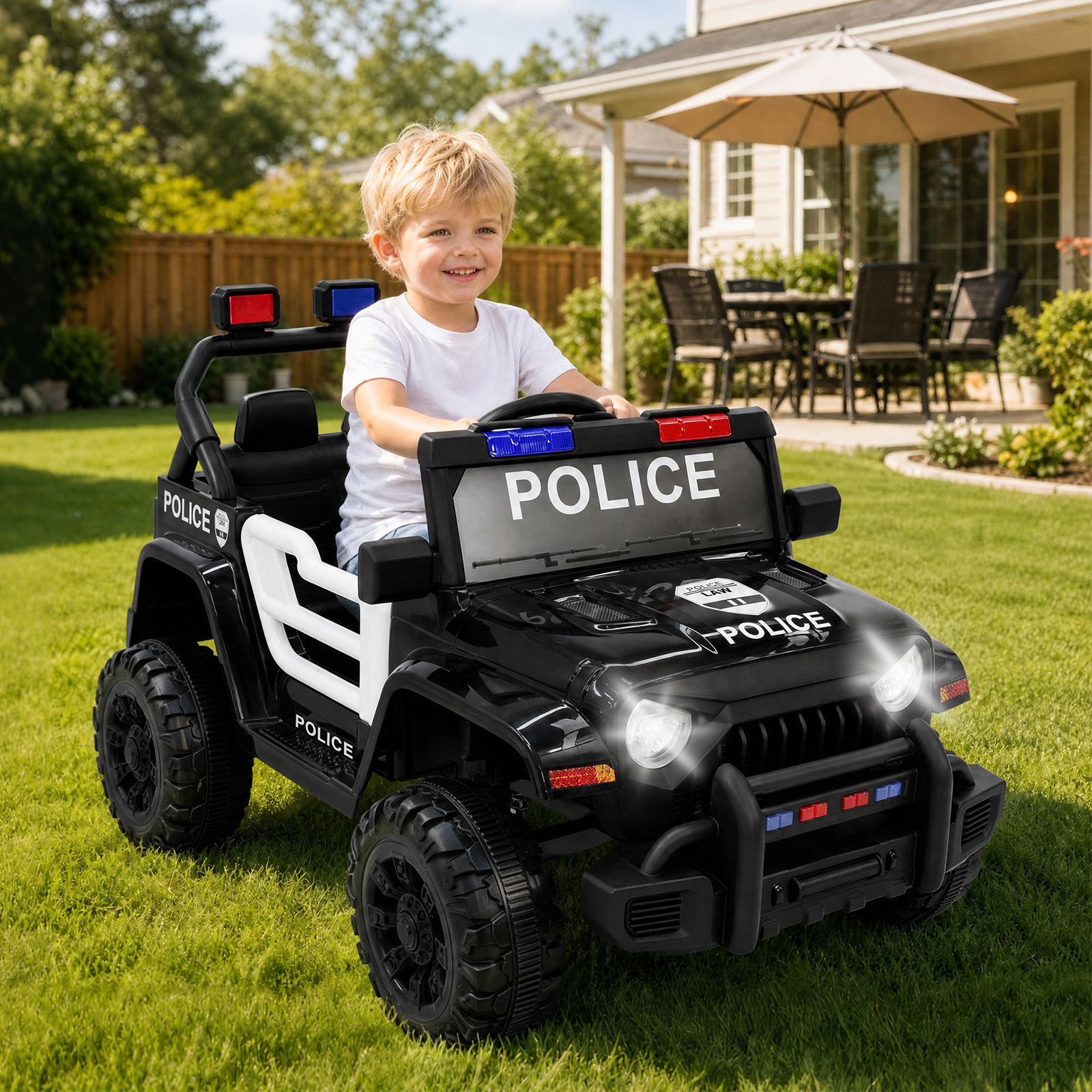 ANPOO 12V Kids Powered Ride on Truck Car with Parent Remote Control, Electric Battery Powered Ride on Toys w/ 3-Speed, Suspension, LED Lights, Music, Bluetooth, MP3