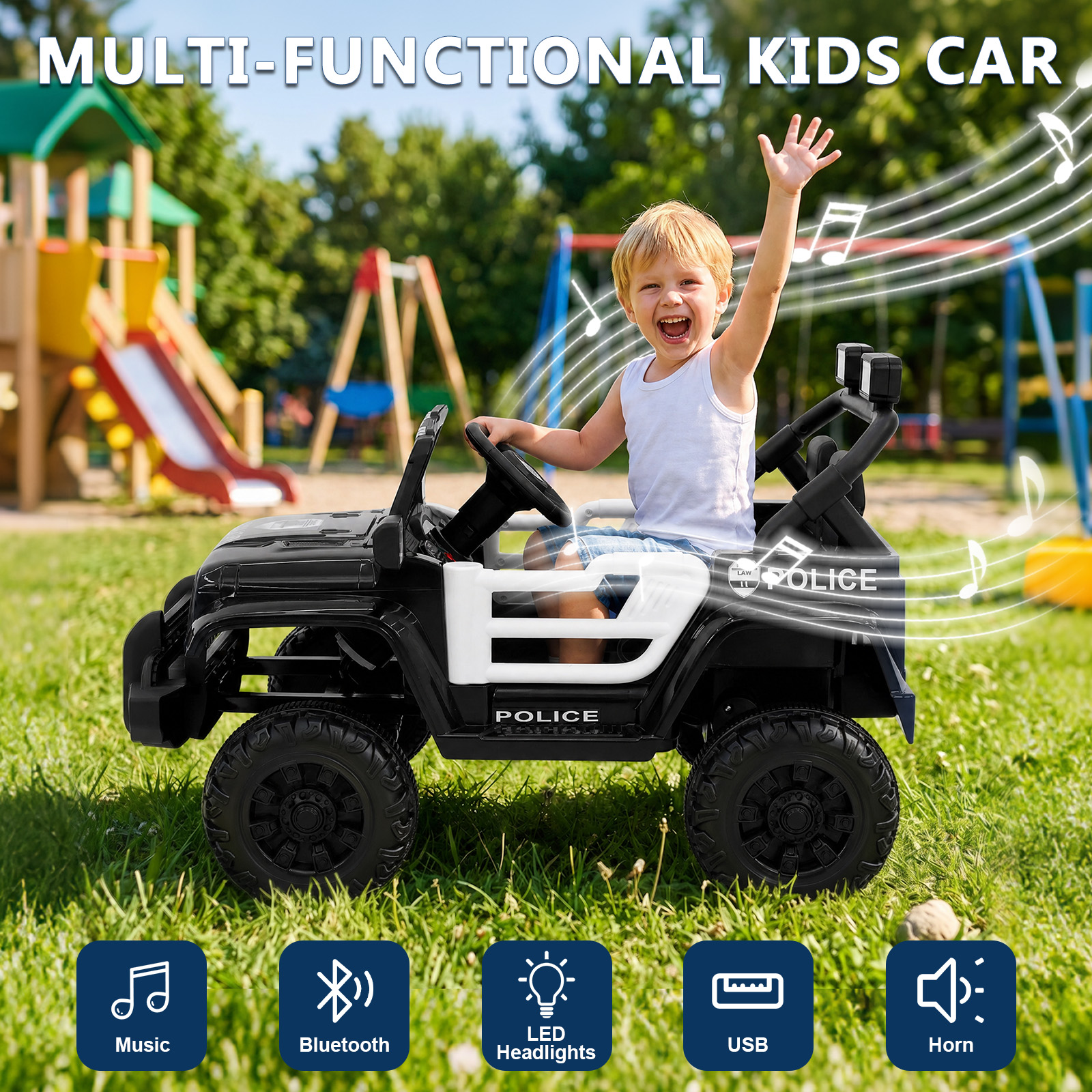 ANPOO 12V Kids Powered Ride on Truck Car with Parent Remote Control, Electric Battery Powered Ride on Toys w/ 3-Speed, Suspension, LED Lights, Music, Bluetooth, MP3