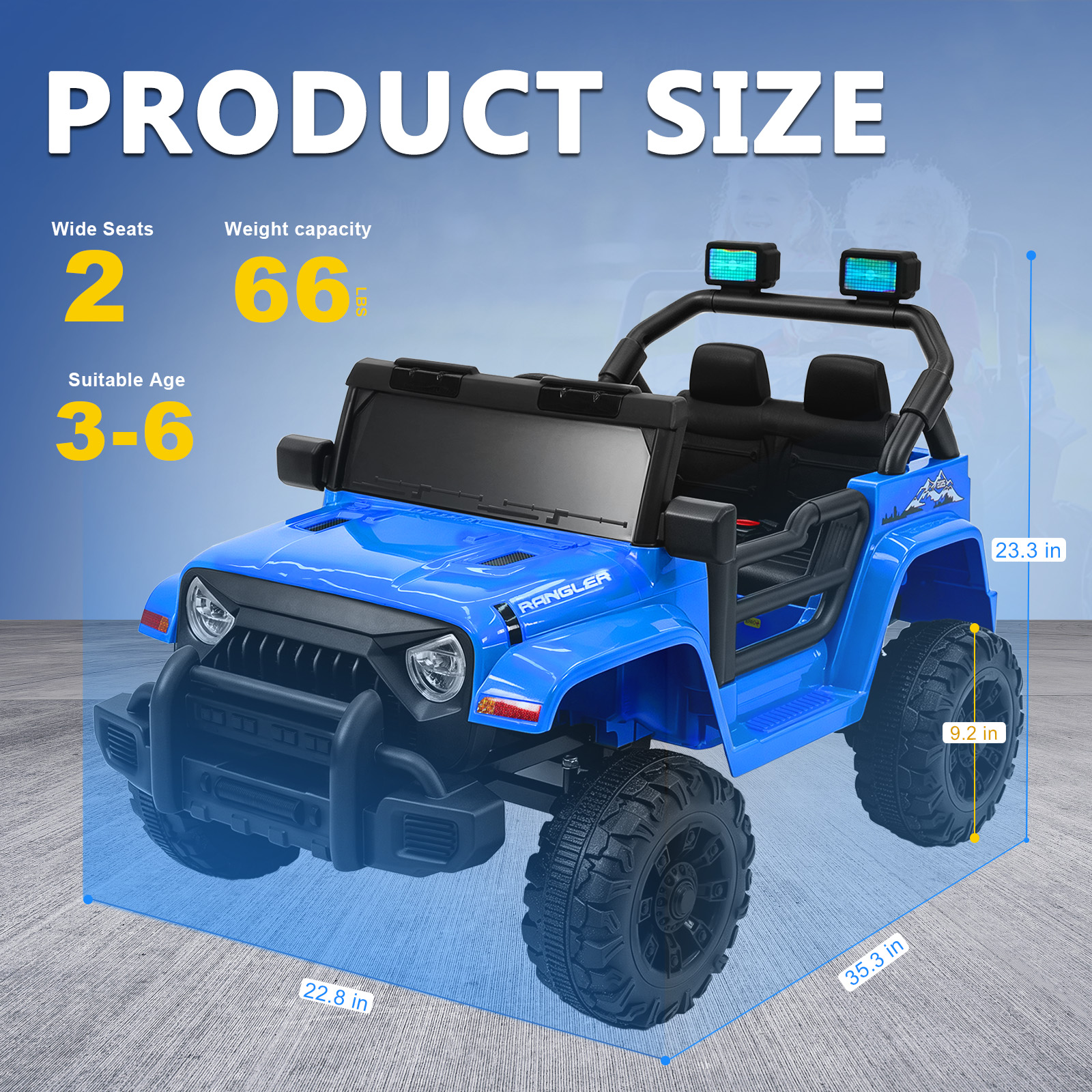 ANPOO 12V Kids Powered Ride on Truck Car with Parent Remote Control, Electric Battery Powered Ride on Toys w/ 3-Speed, Suspension, LED Lights, Music, Bluetooth, MP3