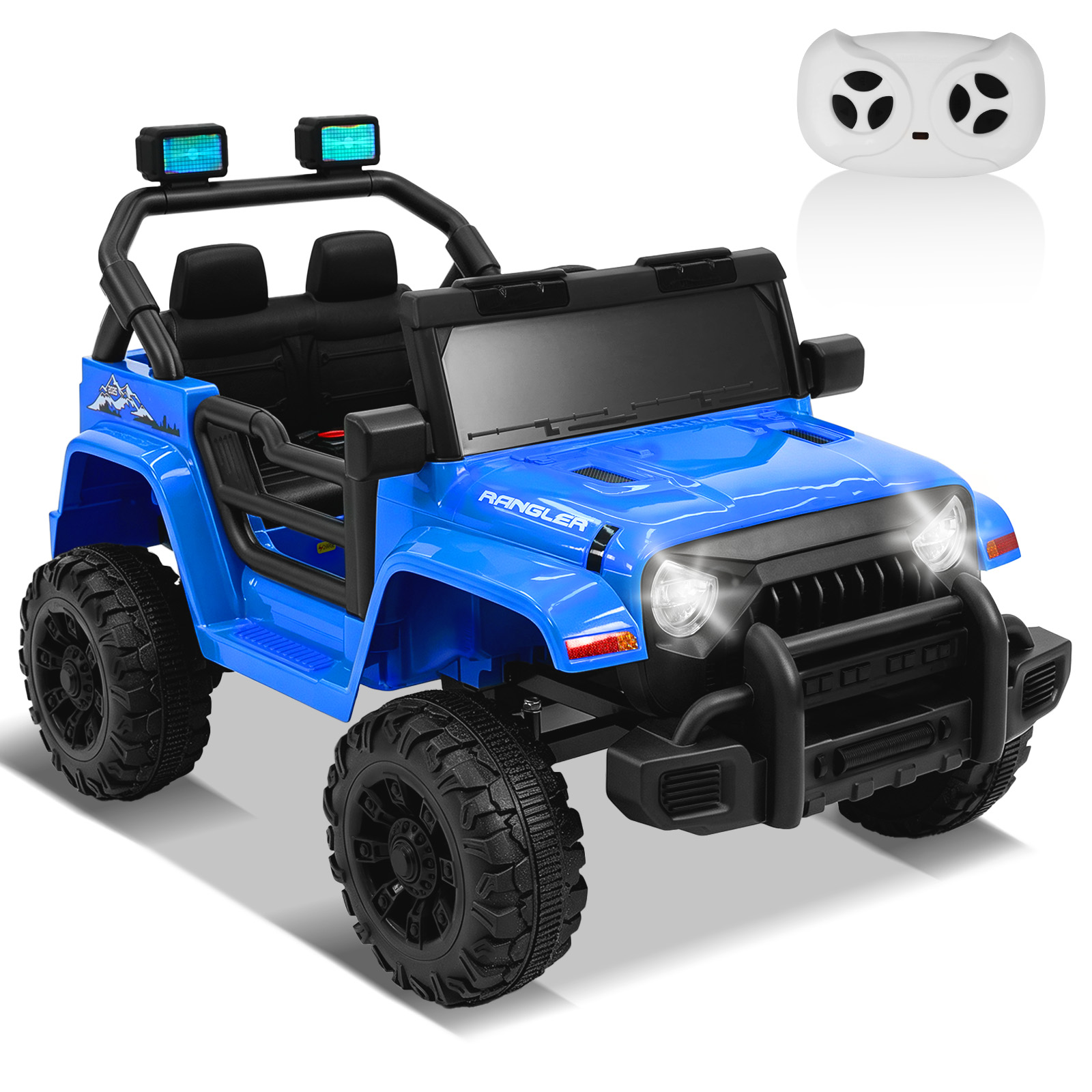 ANPOO 12V Kids Powered Ride on Truck Car with Parent Remote Control, Electric Battery Powered Ride on Toys w/ 3-Speed, Suspension, LED Lights, Music, Bluetooth, MP3