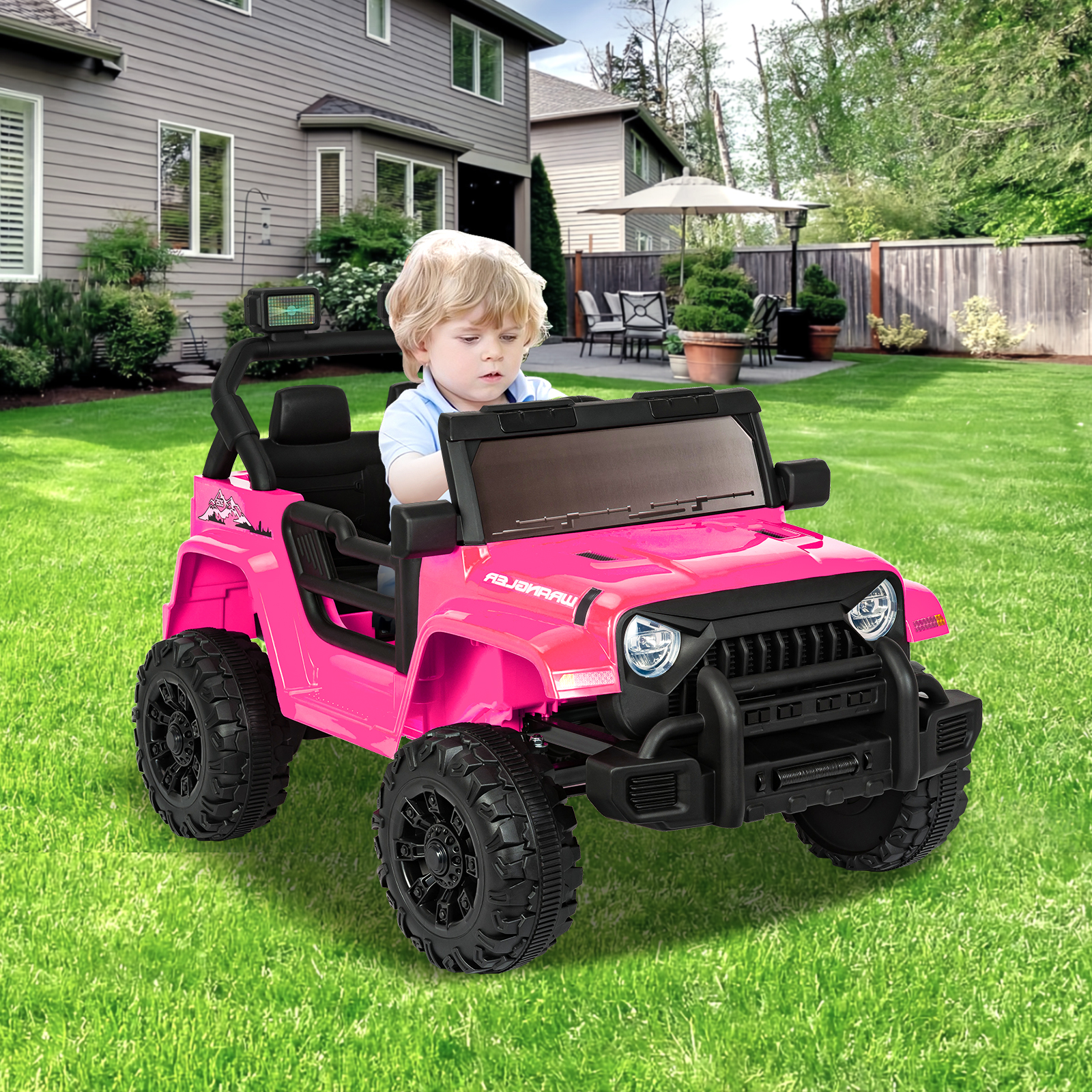 ANPOO 12V Kids Powered Ride on Truck Car with Parent Remote Control, Electric Battery Powered Ride on Toys w/ 3-Speed, Suspension, LED Lights, Music, Bluetooth, MP3