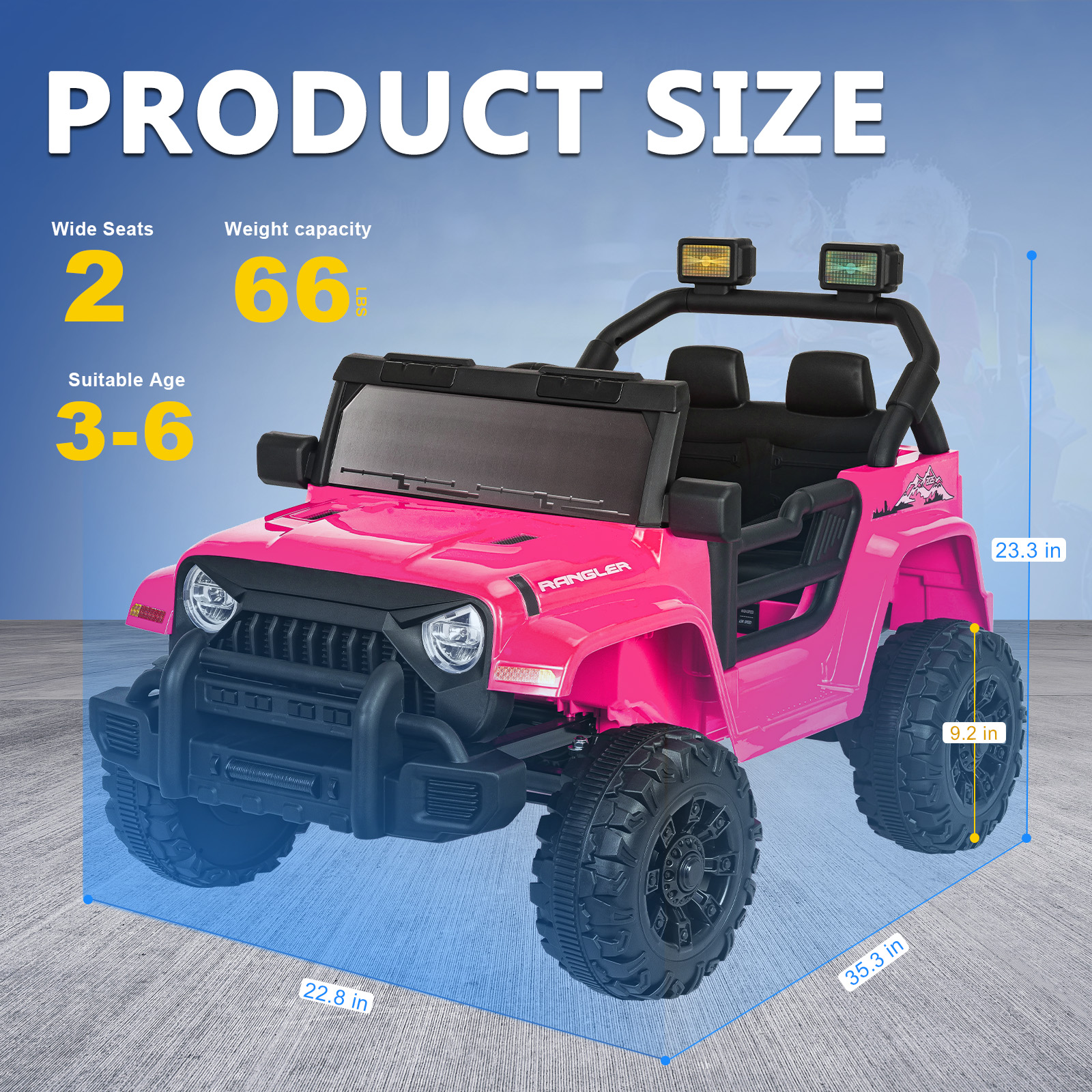 ANPOO 12V Kids Powered Ride on Truck Car with Parent Remote Control, Electric Battery Powered Ride on Toys w/ 3-Speed, Suspension, LED Lights, Music, Bluetooth, MP3