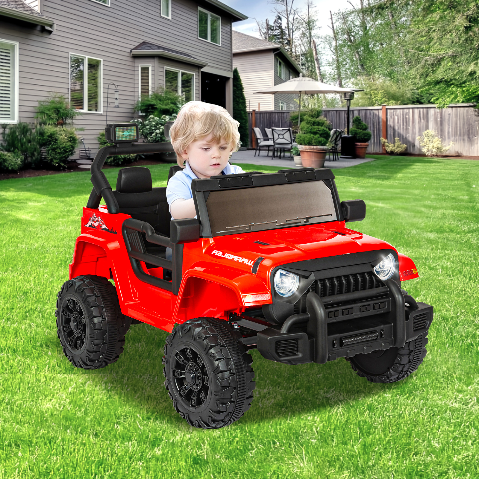 ANPOO 12V Kids Powered Ride on Truck Car with Parent Remote Control, Electric Battery Powered Ride on Toys w/ 3-Speed, Suspension, LED Lights, Music, Bluetooth, MP3