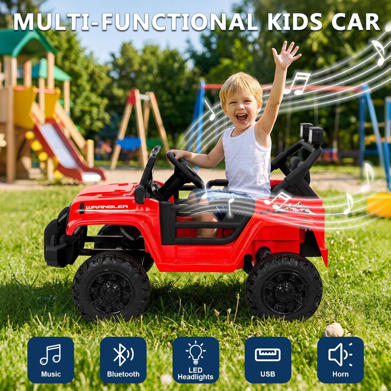 ANPOO 12V Kids Powered Ride on Truck Car with Parent Remote Control, Electric Battery Powered Ride on Toys w/ 3-Speed, Suspension, LED Lights, Music, Bluetooth, MP3