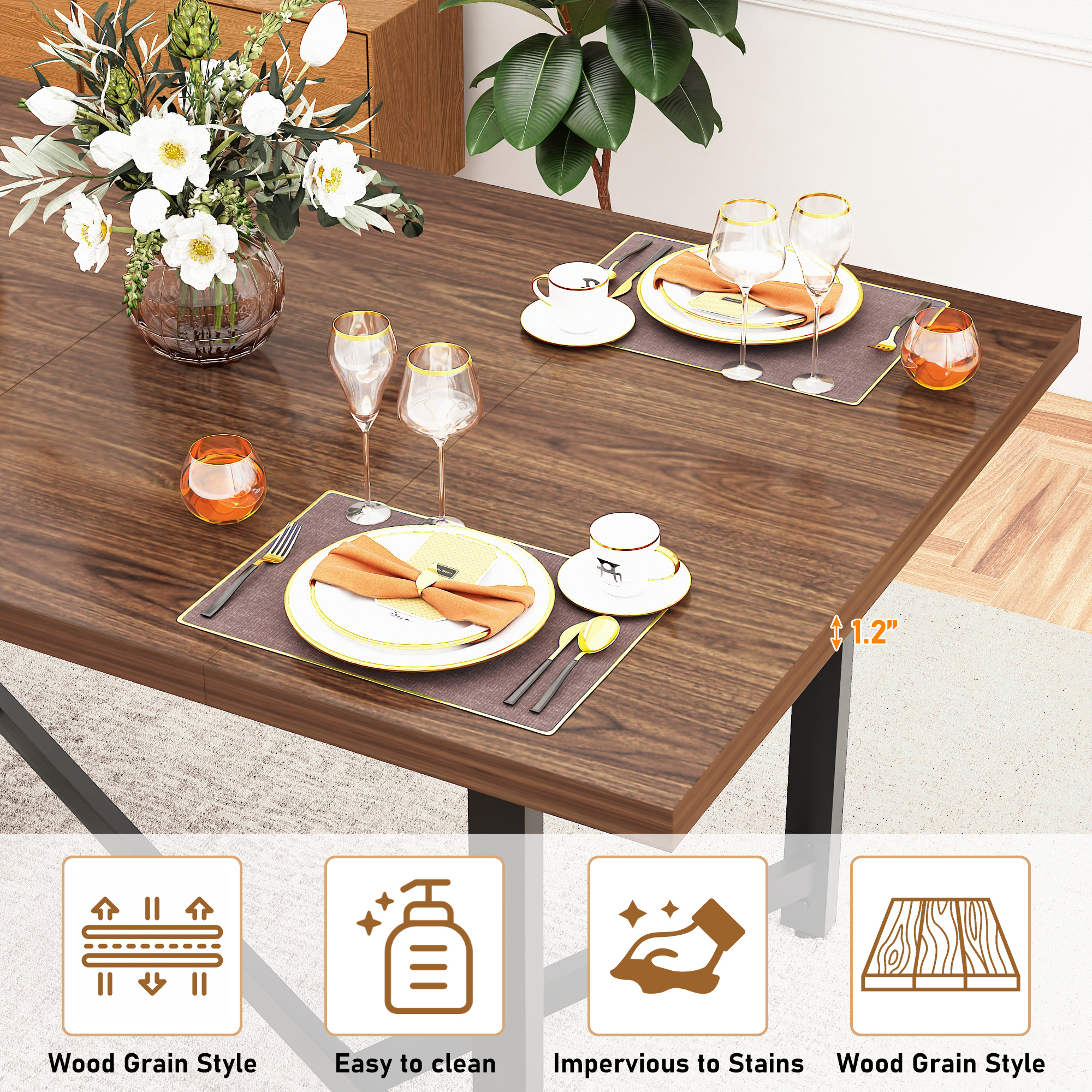 ANPOO Extendable Dining Table, 66‑86 Inch Rectangular Wood Dining Room Table for 4‑10 People, Waterproof Scratch‑Resistant Multi‑Purpose Dinner Table for Dining Room, Home Office