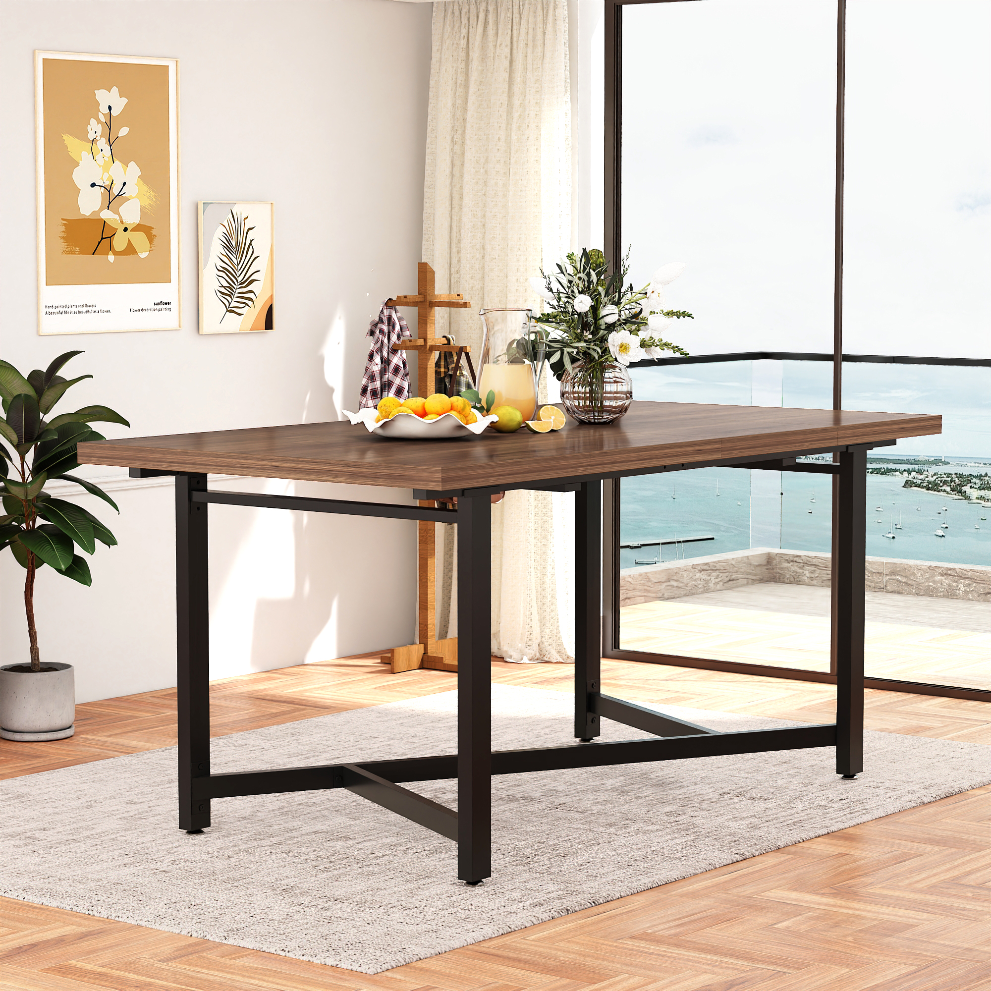 ANPOO Extendable Dining Table, 66‑86 Inch Rectangular Wood Dining Room Table for 4‑10 People, Waterproof Scratch‑Resistant Multi‑Purpose Dinner Table for Dining Room, Home Office