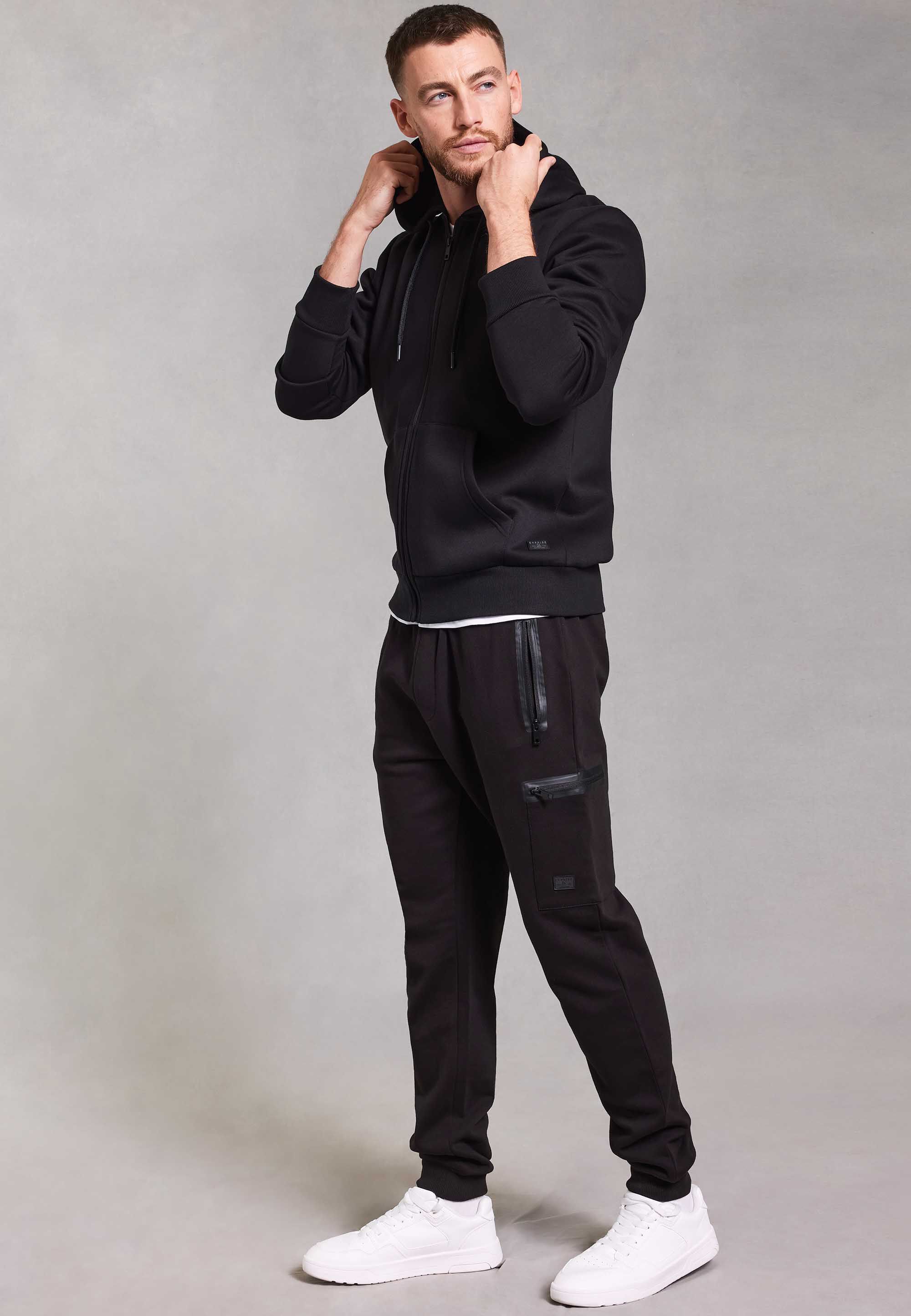 Mens Black Zip Thru Hoodie