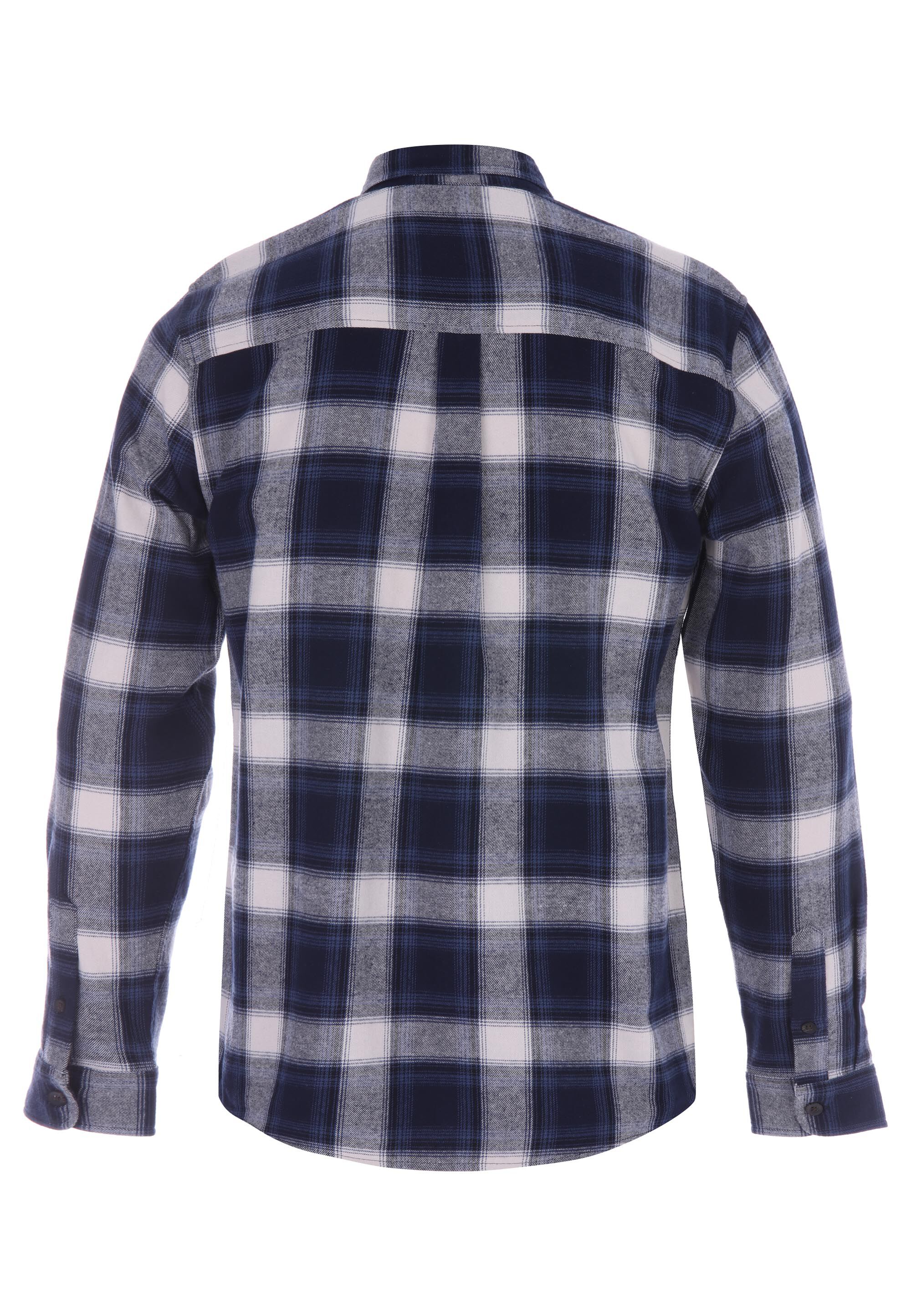 Mens Navy Check Flannel Long Sleeve Shirt