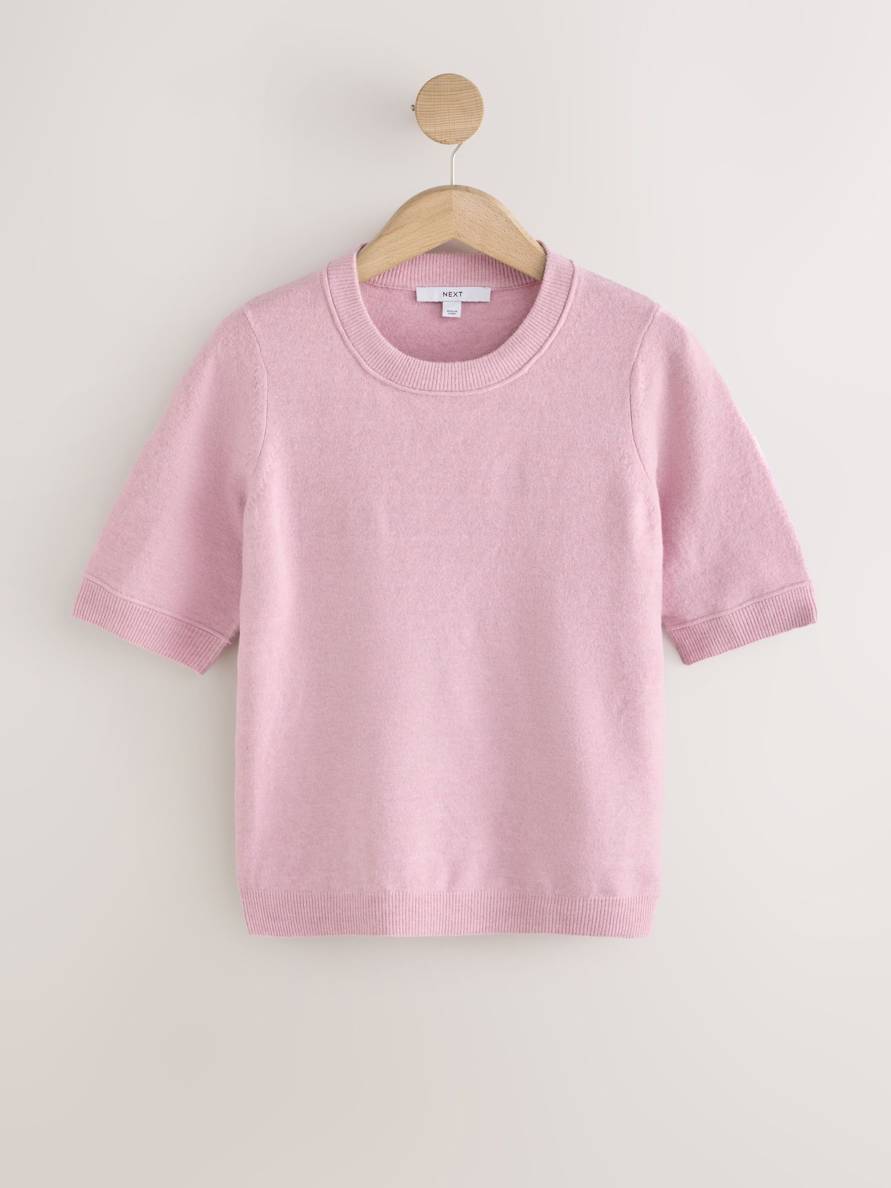 Supersoft Short Sleeve Knitted T-Shirt - Blush Pink - Regular - SIP Still Life