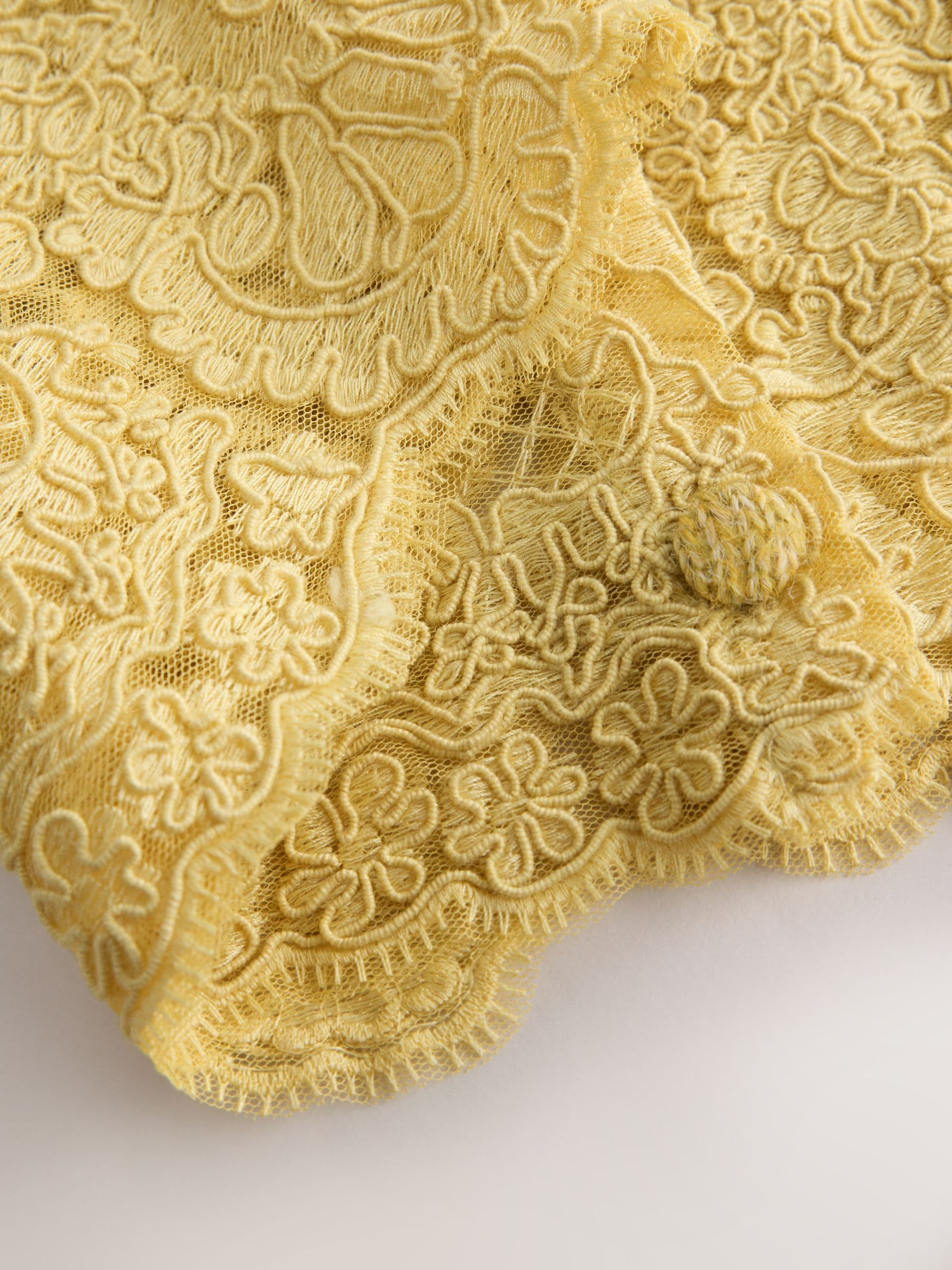 Lace Trim Long Sleeve Knit Cardigan - Yellow - Regular - SIP Still Life