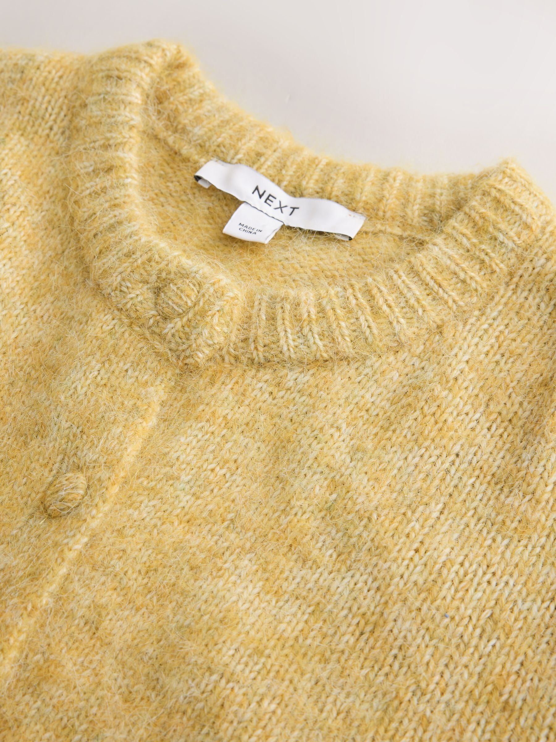 Lace Trim Long Sleeve Knit Cardigan - Yellow - Regular - SIP Still Life