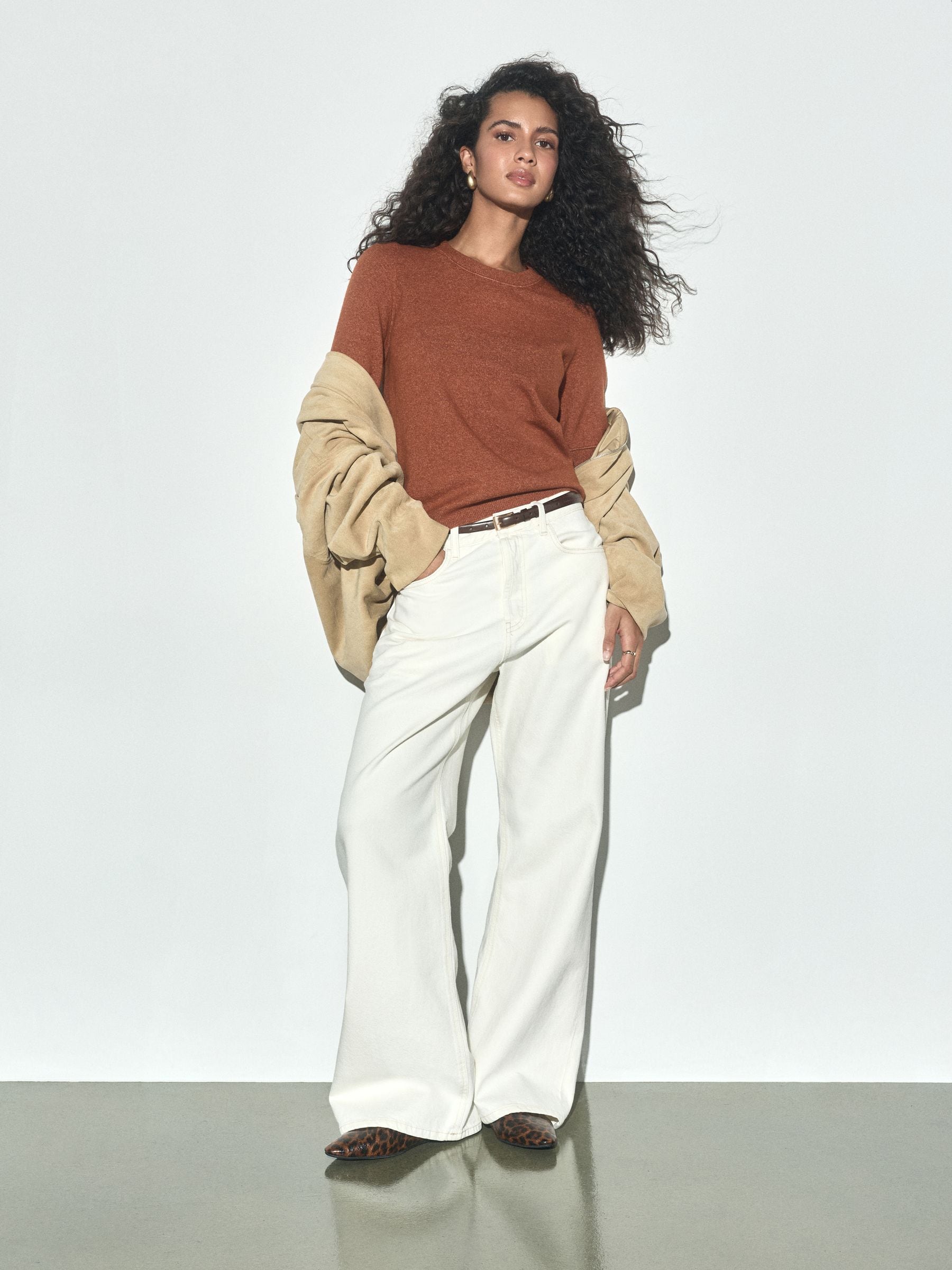 Supersoft Short Sleeve Knitted T-Shirt - Brown - Regular - SIP Worn