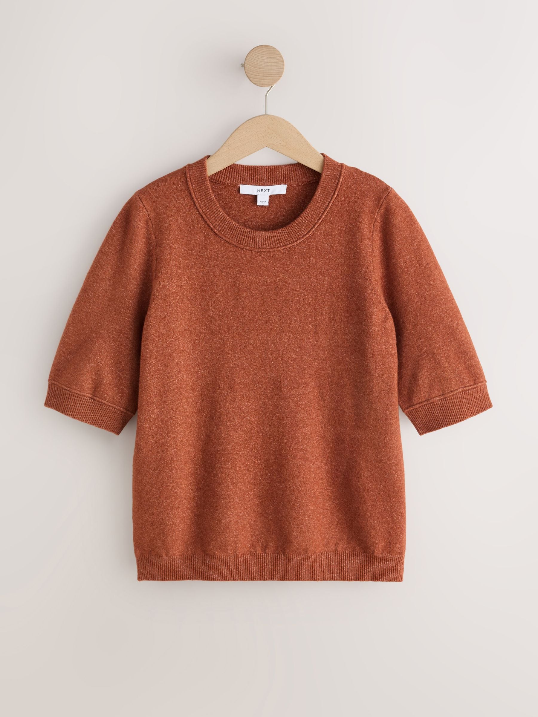 Supersoft Short Sleeve Knitted T-Shirt - Brown - Regular - SIP Still Life