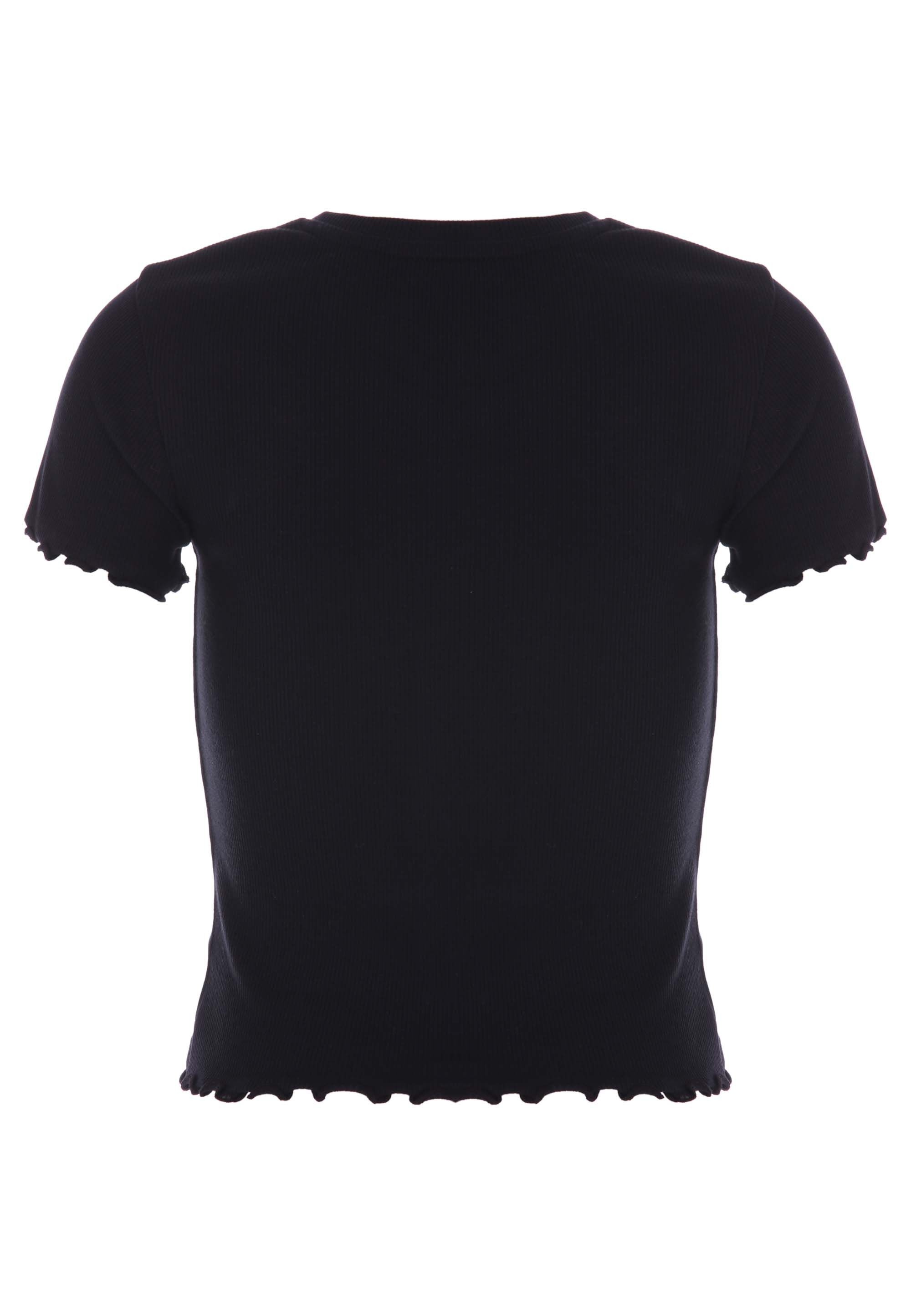 Older Girls Black Frill Trim Top