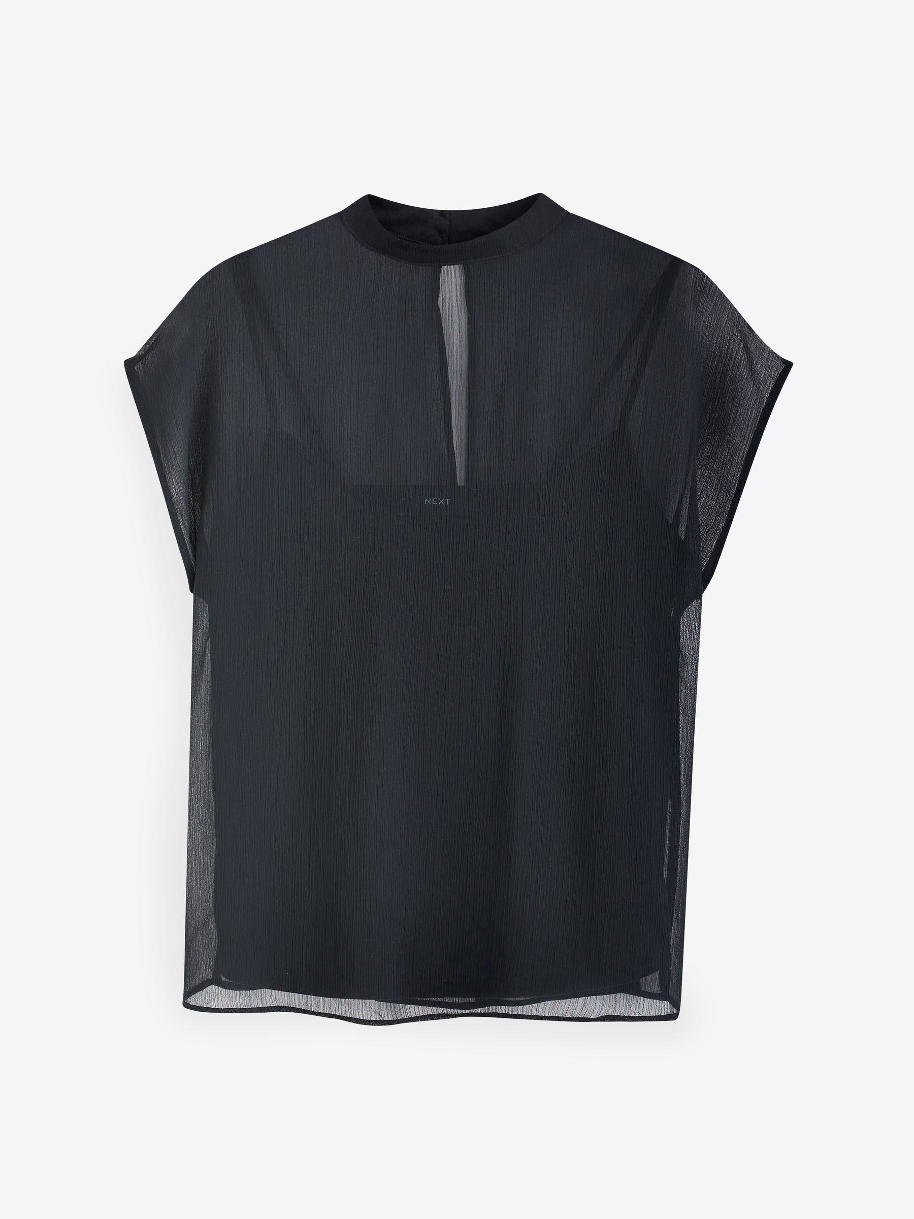 Sheer Layer Cap Sleeve Top - Black - Regular - SIP Still Life